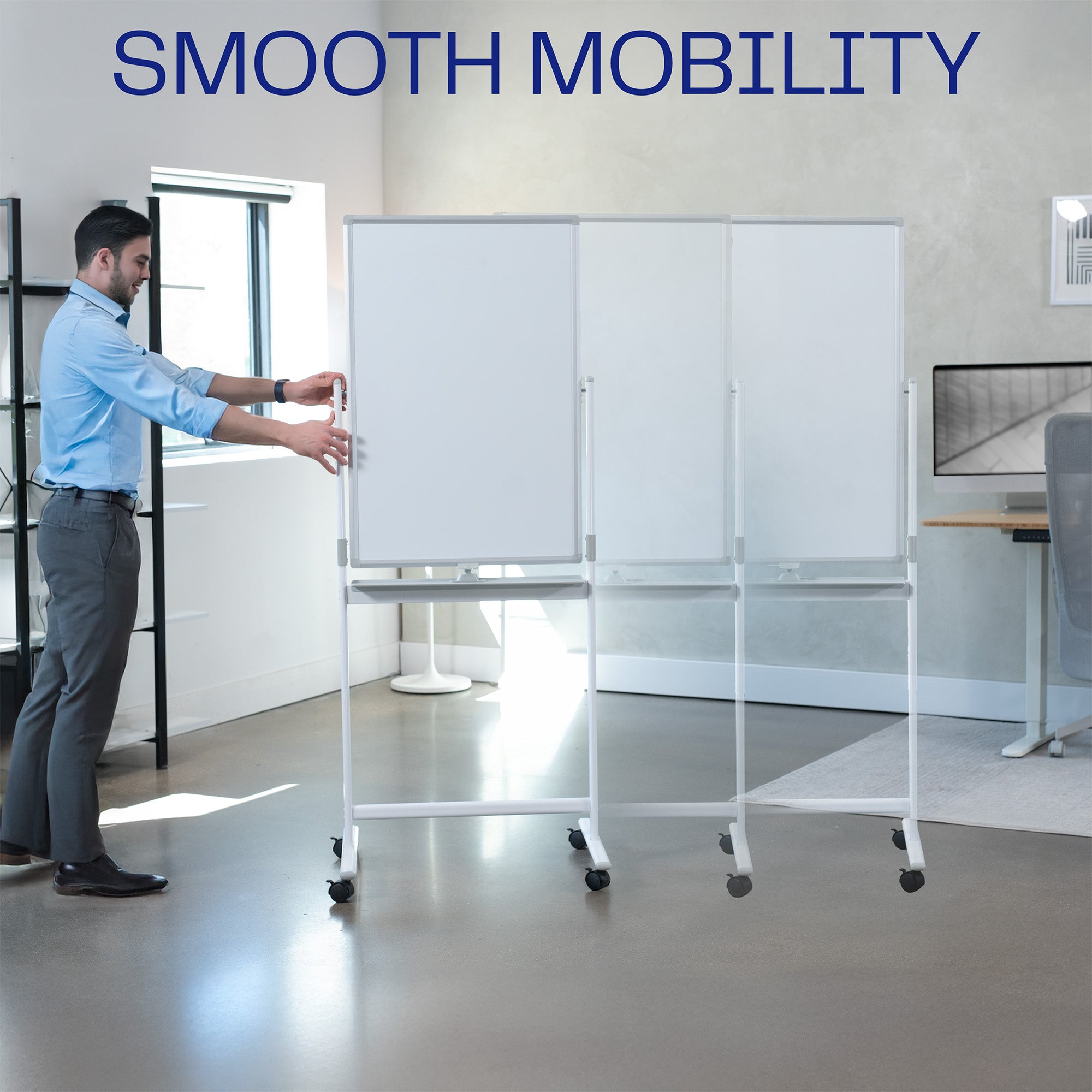 Smooth mobility with locking casters.