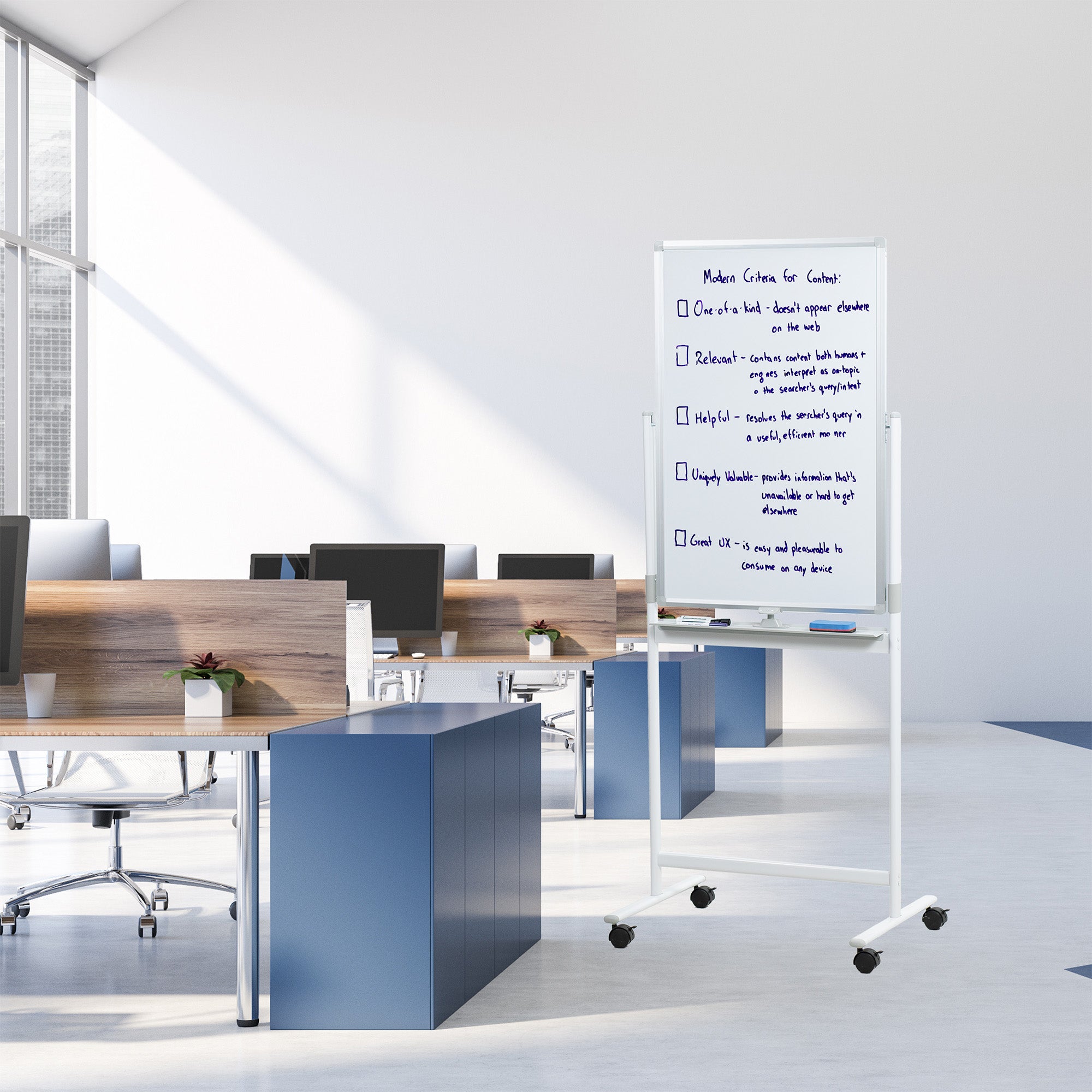 24" x 36" mobile double sided whiteboard.