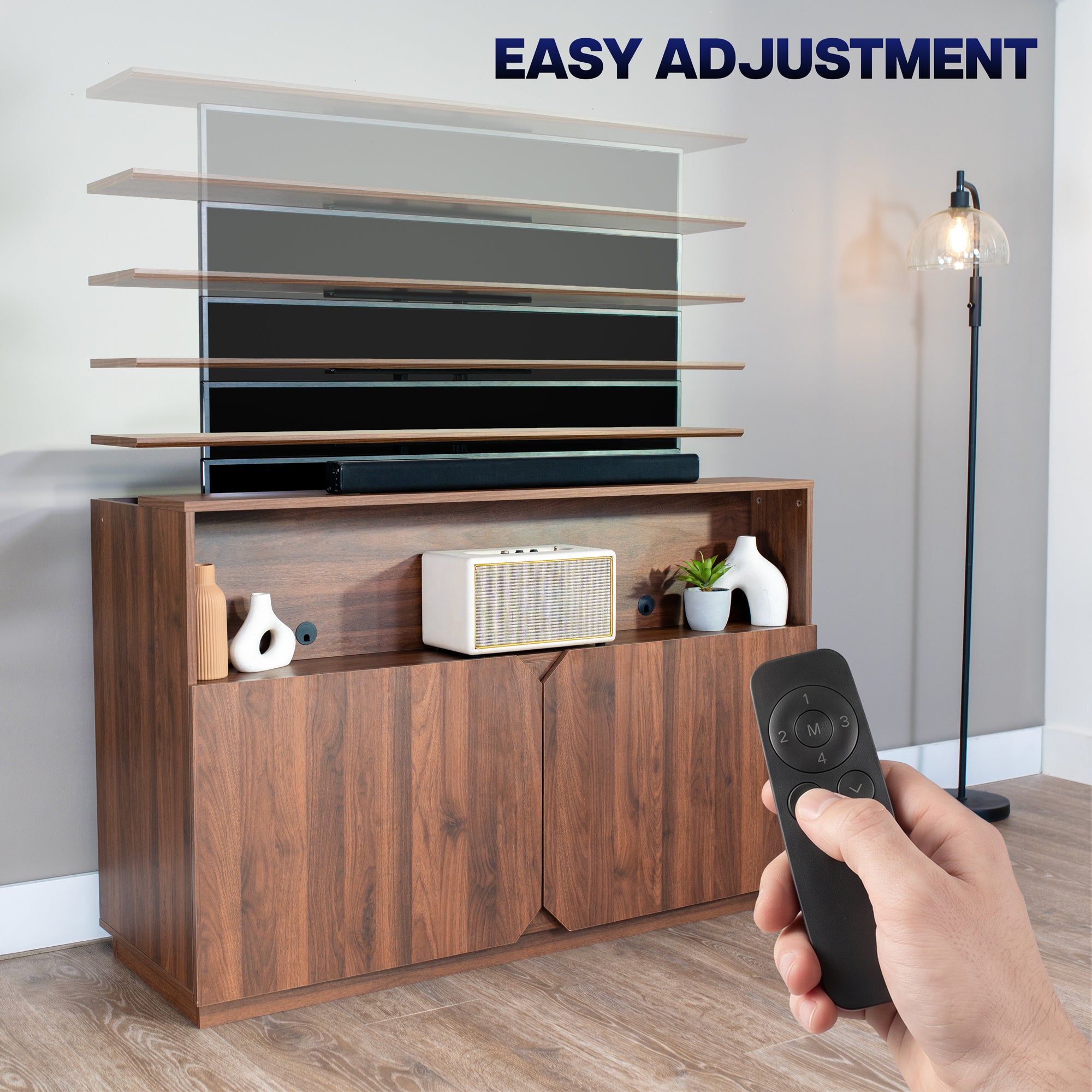 TV Lift Cabinet with Motorized Stand and Storage - 32" to 55" Screens
