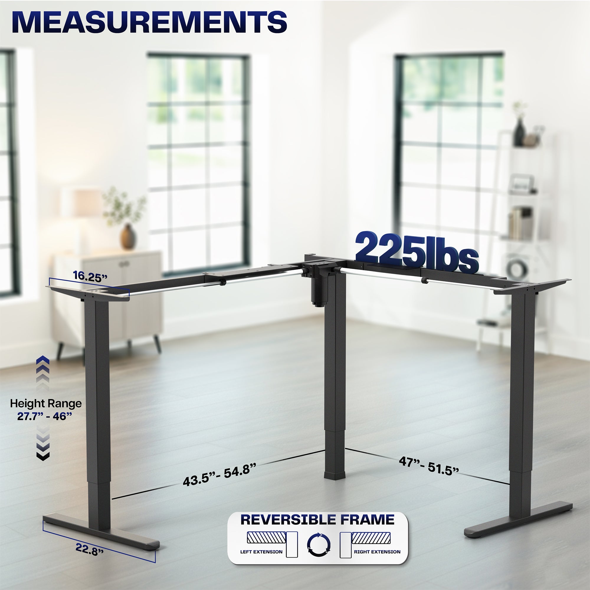 E3 Series - Corner Electric Single Motor Desk Frame