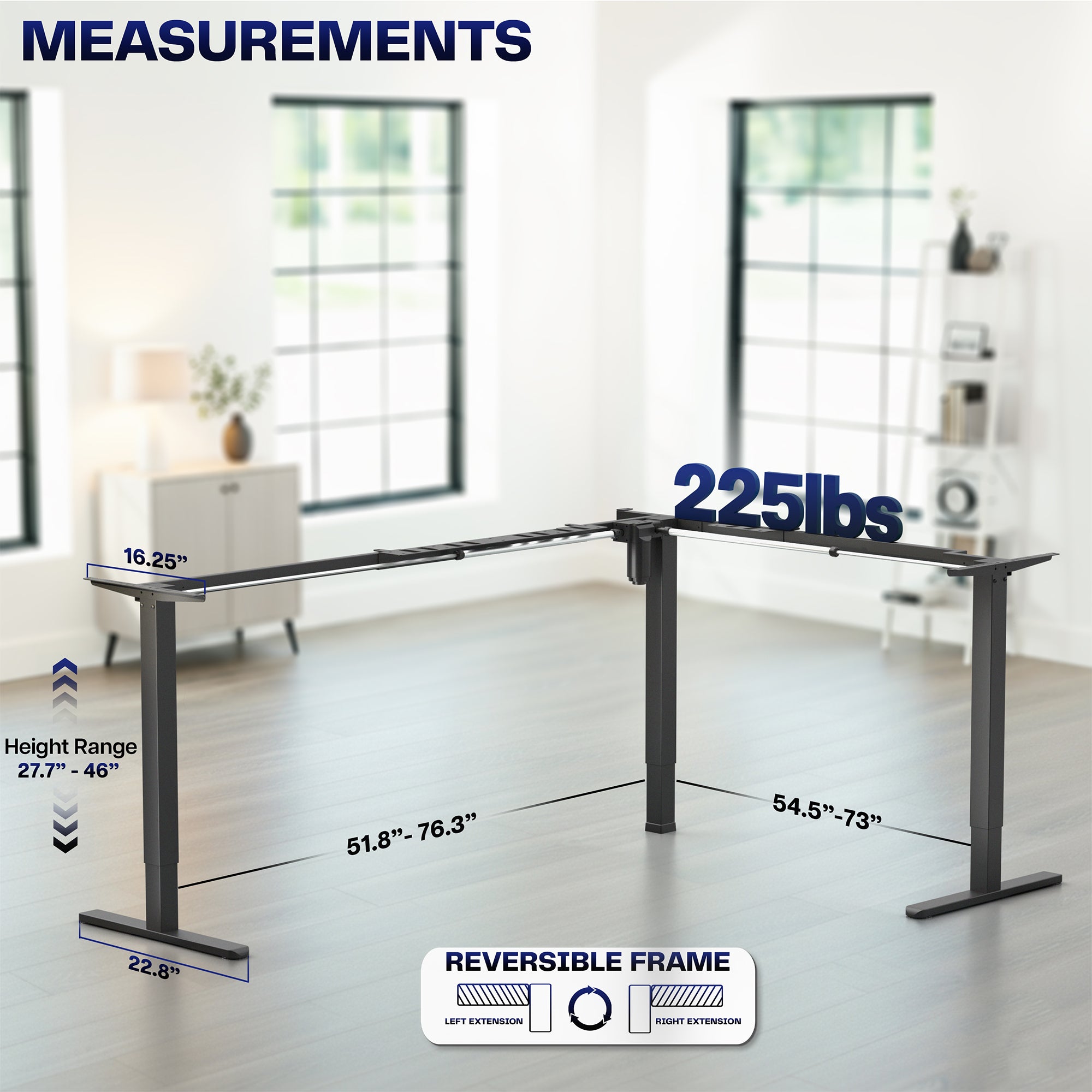 E3 Series - Corner Electric Single Motor Desk Frame