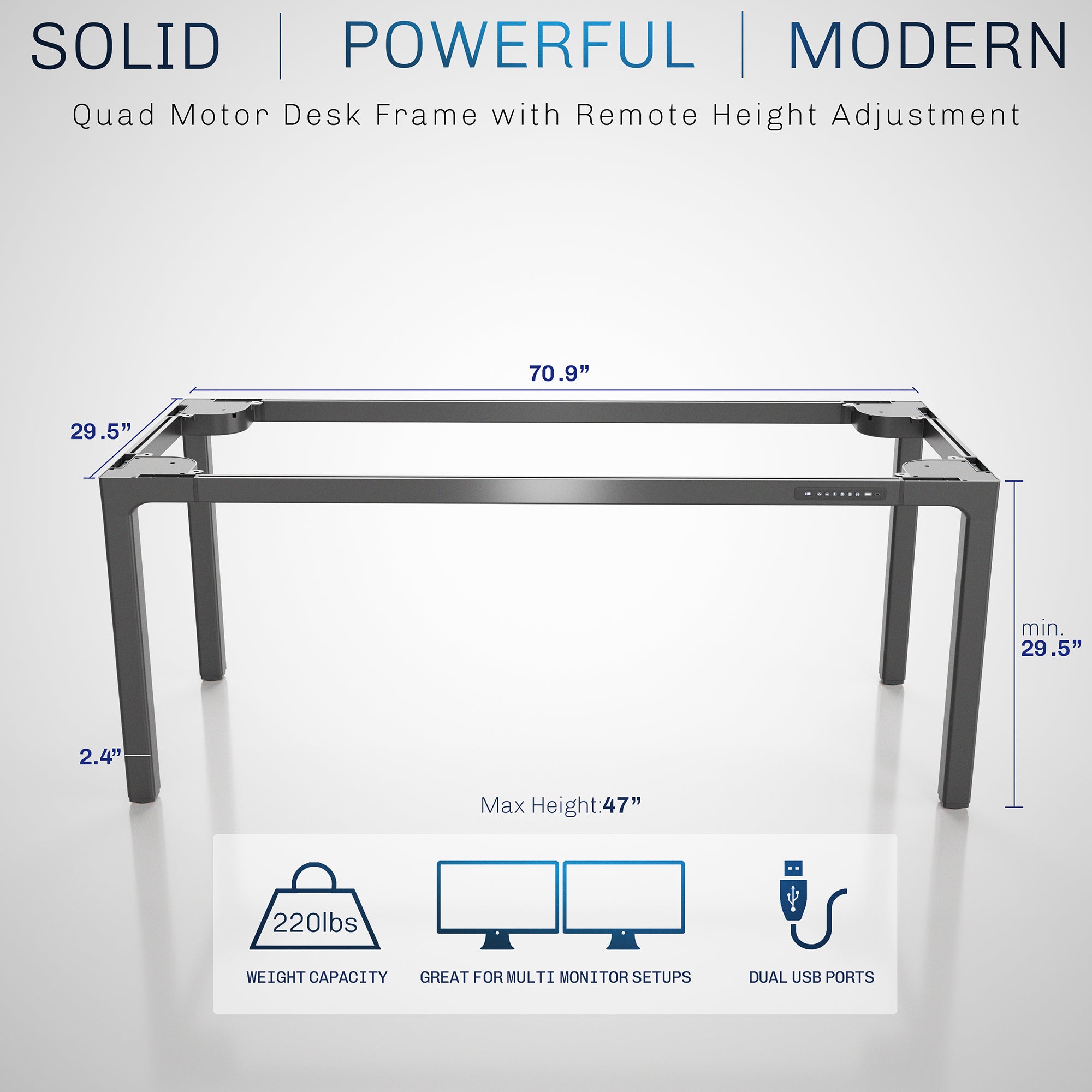 Premium Electric 4-Leg Quad Motor Desk Frame
