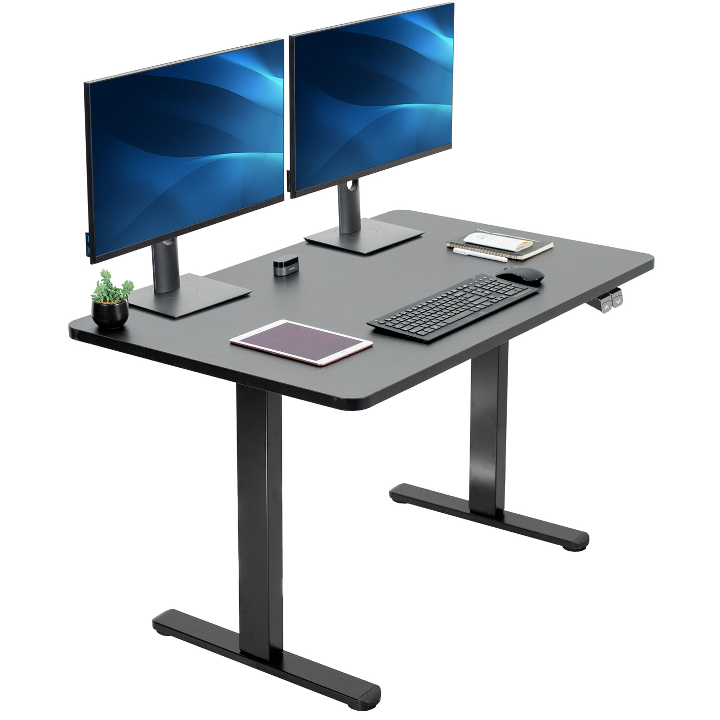 Compact heavy-duty electric height adjustable desktop workstation from VIVO.