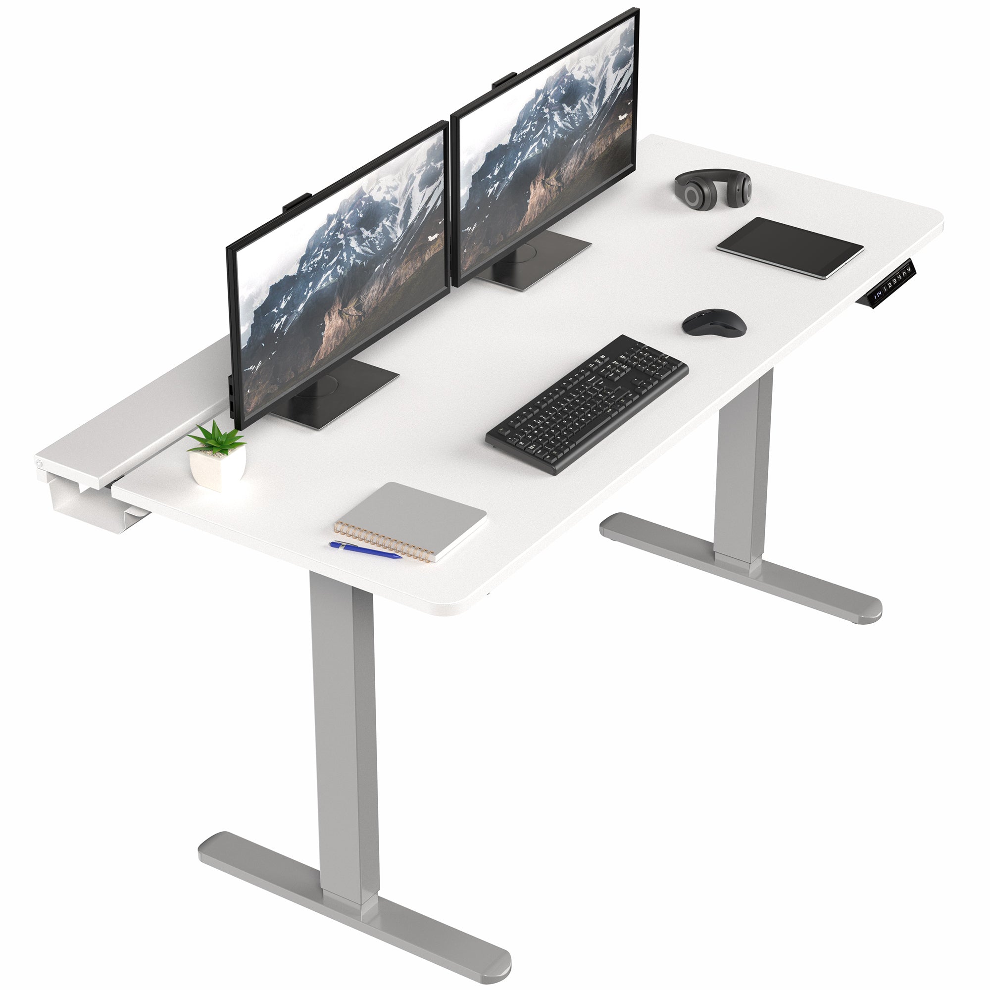 Height Adjustable Desk with Built-In Concealed Cable Trays, Complete Active Standing Workstation