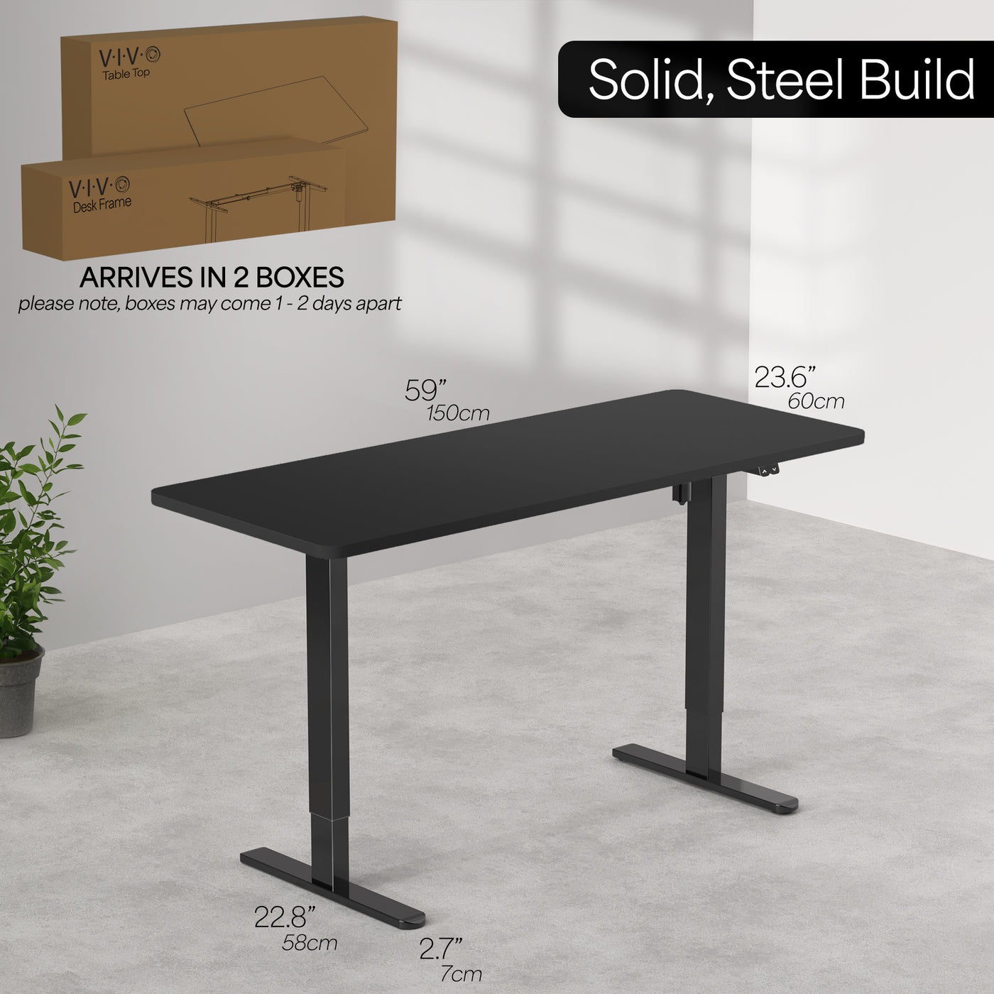 Heavy-duty electric height adjustable desktop workstation dimensions. Desk parts ship in two separate boxes and may arrive on separate days.