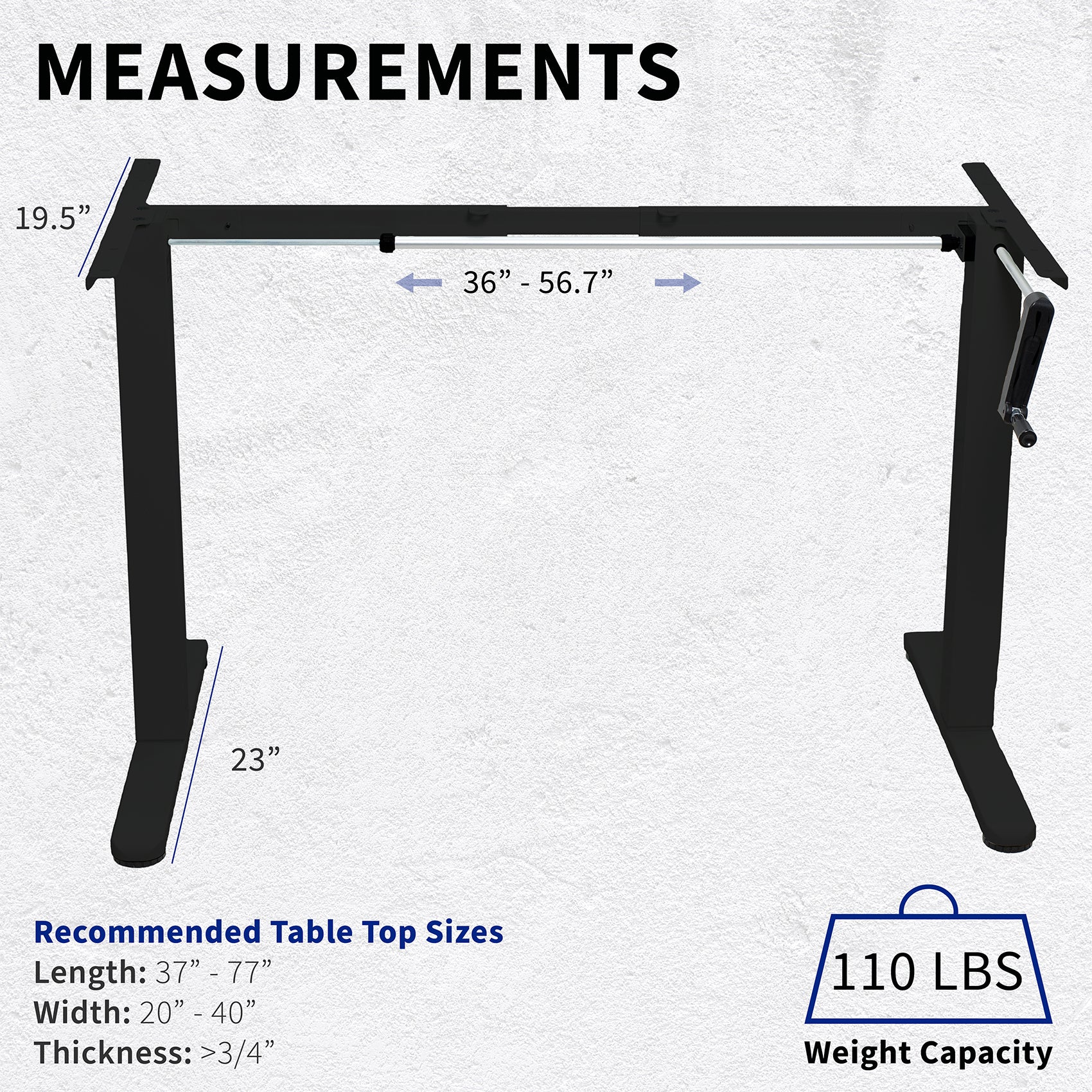 Compact steel desk frame with brown desktop and a dual monitor mount.