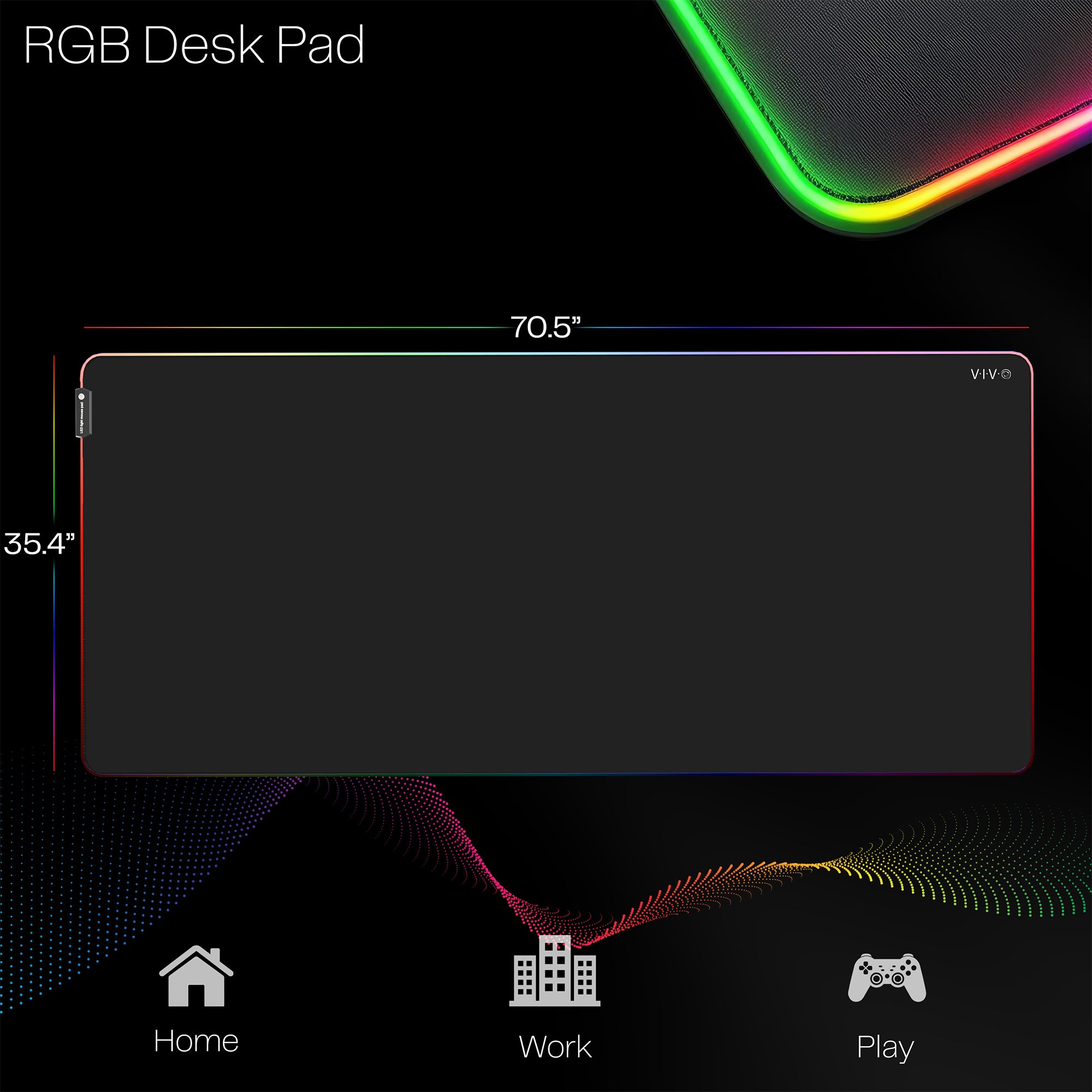 Extra Large 71 x 36 inch Full Size Desk Pad with RGB Lighting for Office Ambience and Immersive Gaming, Oversized Mouse Pad Table Top Cover, 12 Color Modes, Non-slip Base