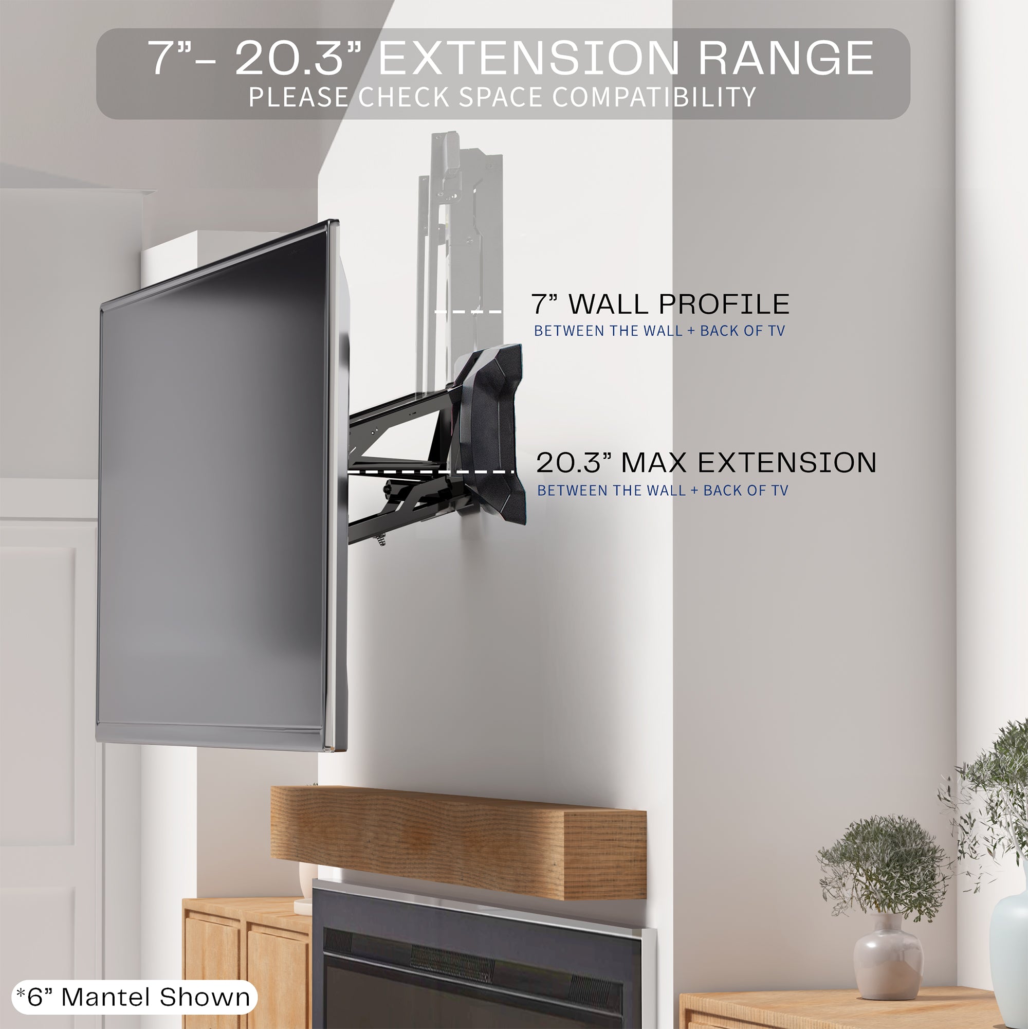 Electric TV Wall Mount elevates your screen to a comfortable viewing height.