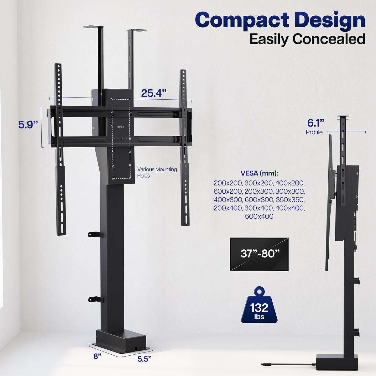 Rotating Motorized TV Stand with Remote Control - 37" to 80" Screens