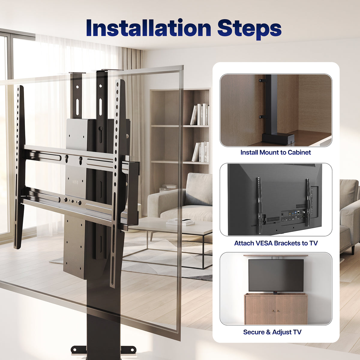 Rotating Motorized TV Stand with Remote Control - 37" to 80" Screens