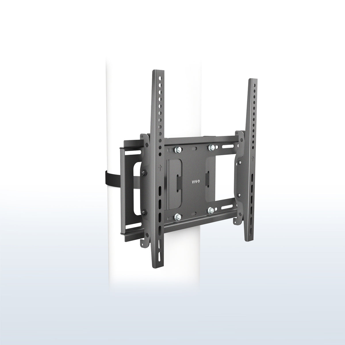 Strap-on full motion column TV mount for 40-inch to 86-inch screens on round and square pillars