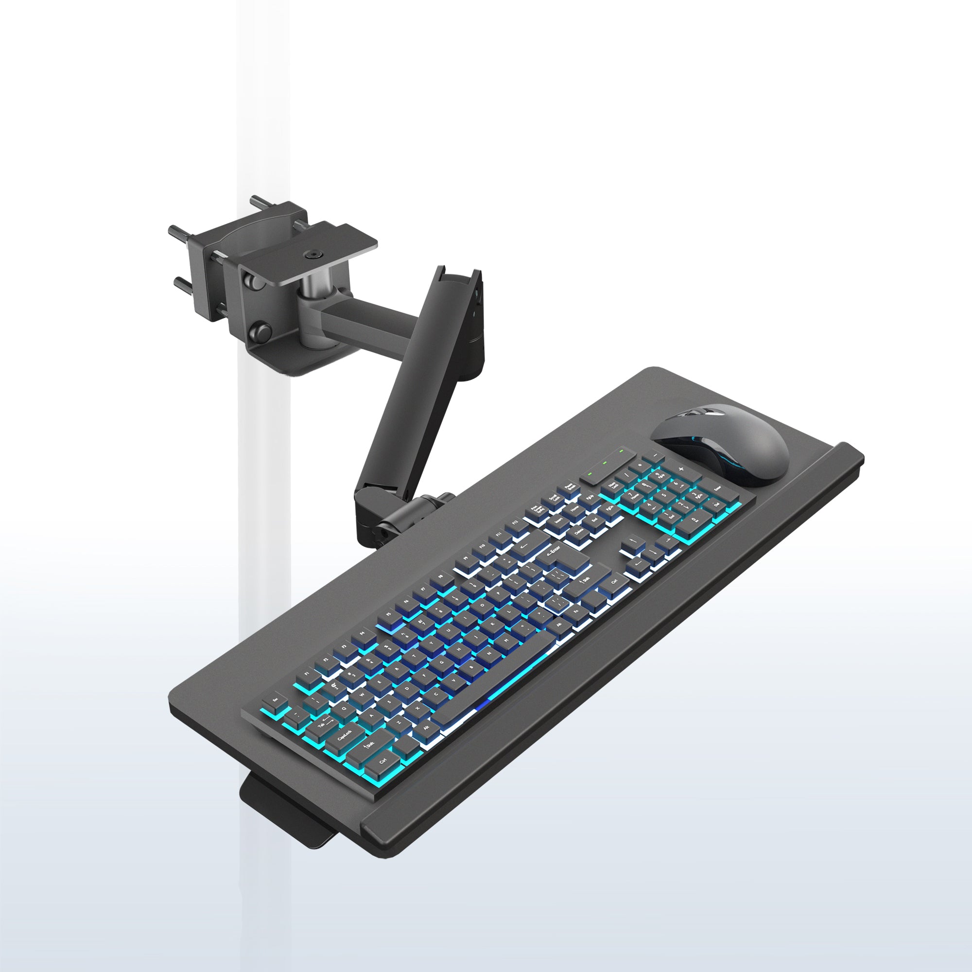 Pneumatic Pole Mounted Keyboard Tray
