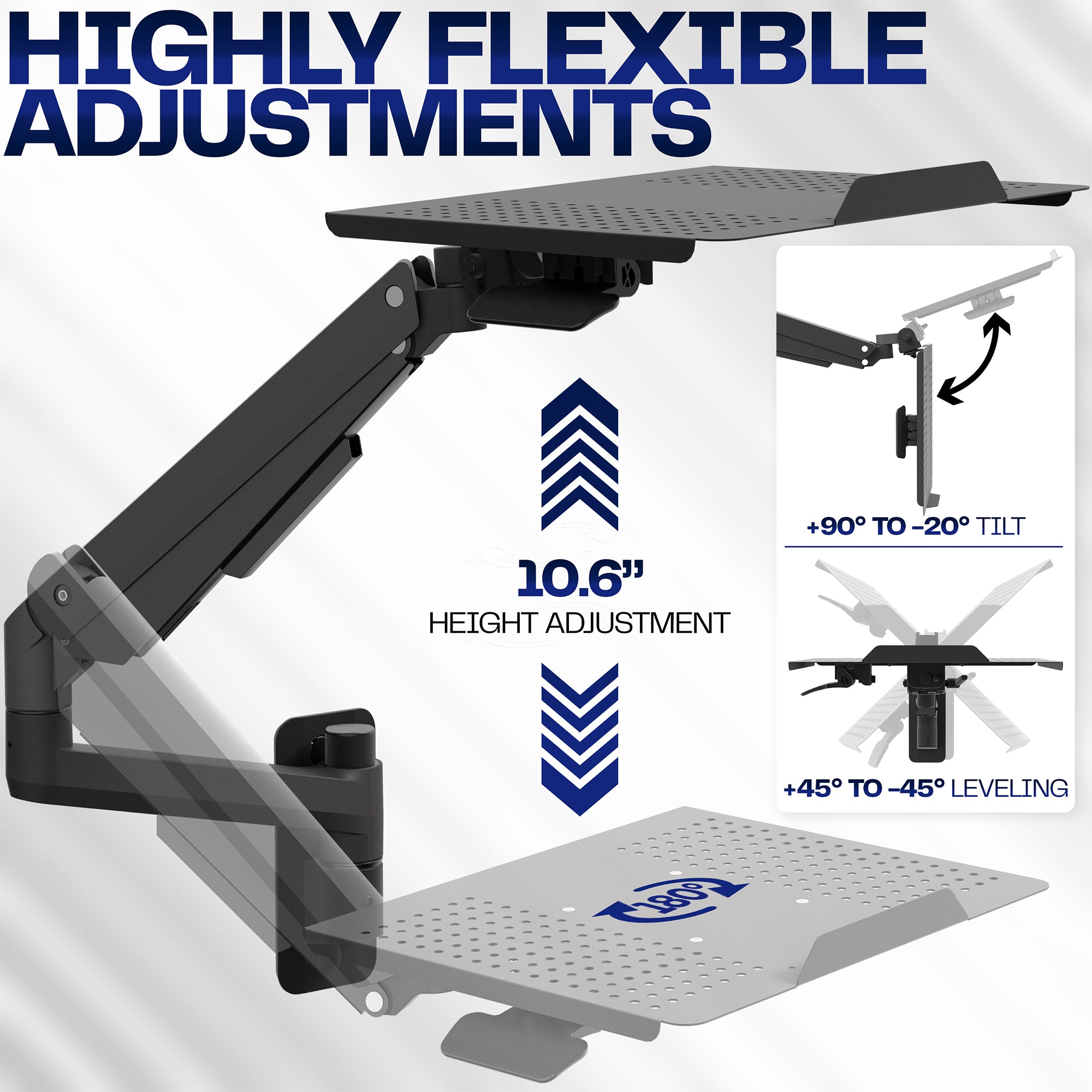 Pneumatic Wall Mounted Laptop Tray