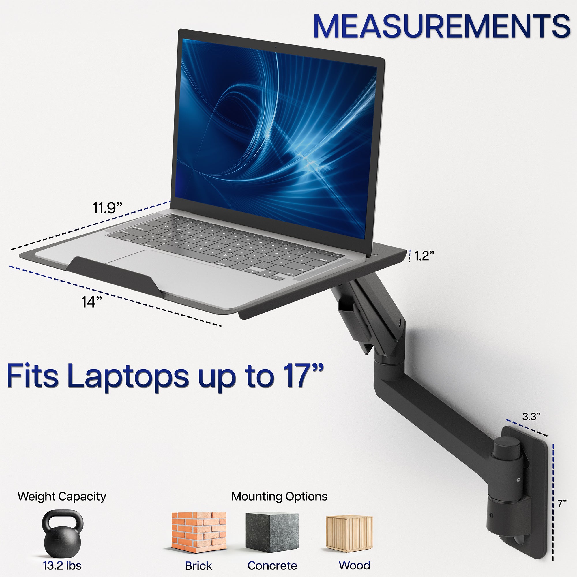 Pneumatic Wall Mounted Laptop Tray