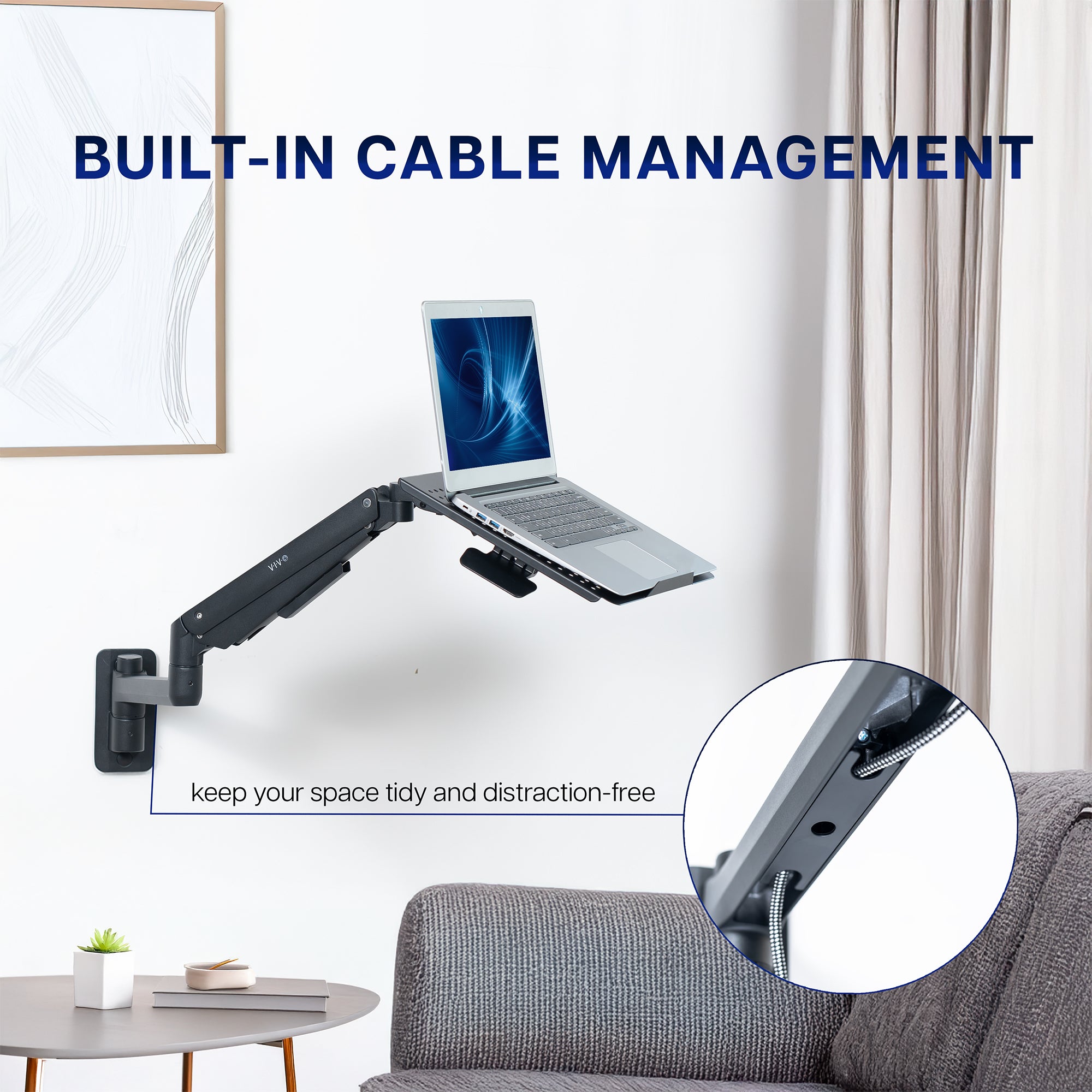 Pneumatic Wall Mounted Laptop Tray