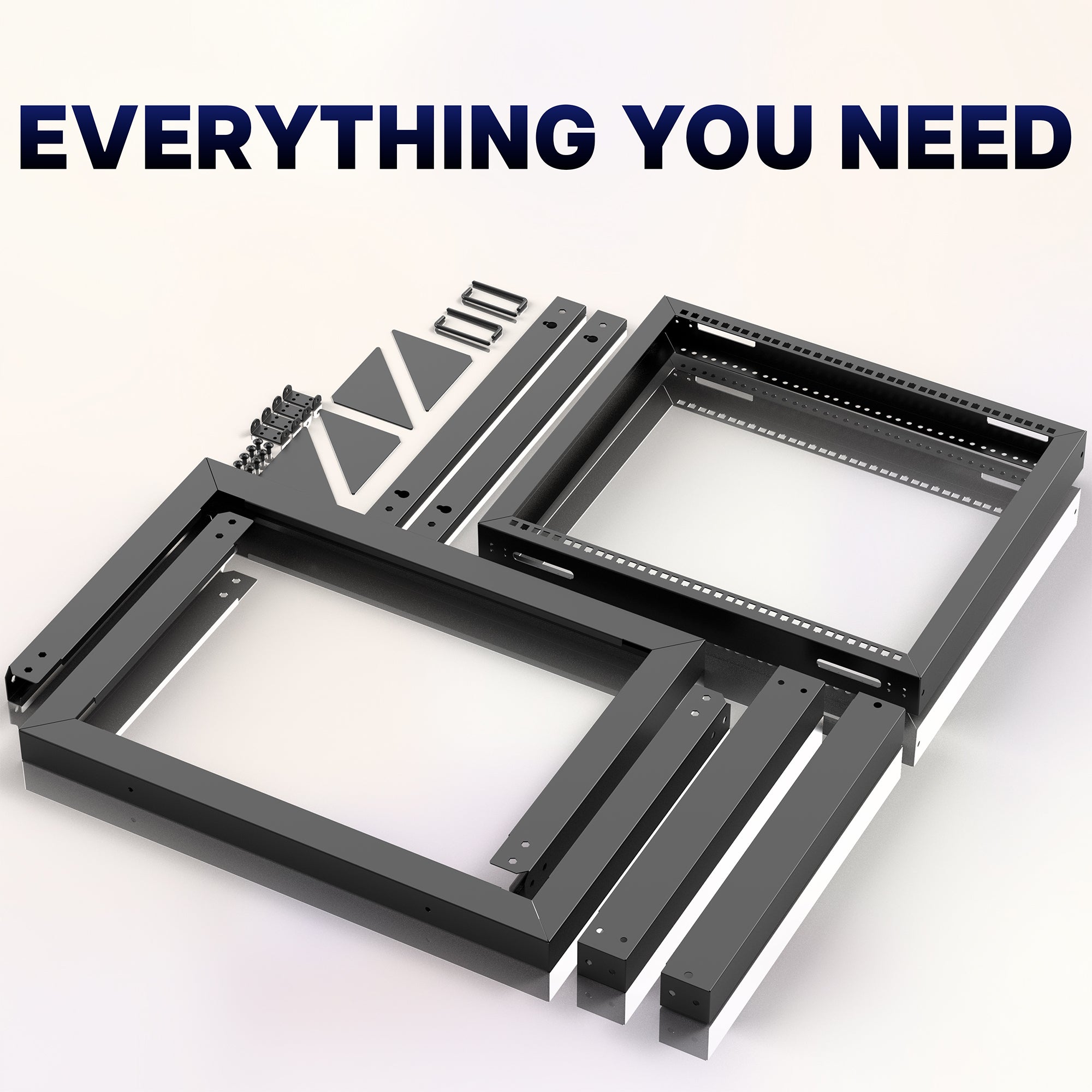 VIVO 12U Open Frame Wall Mounted Server Rack with Swing Gate assembly pieces