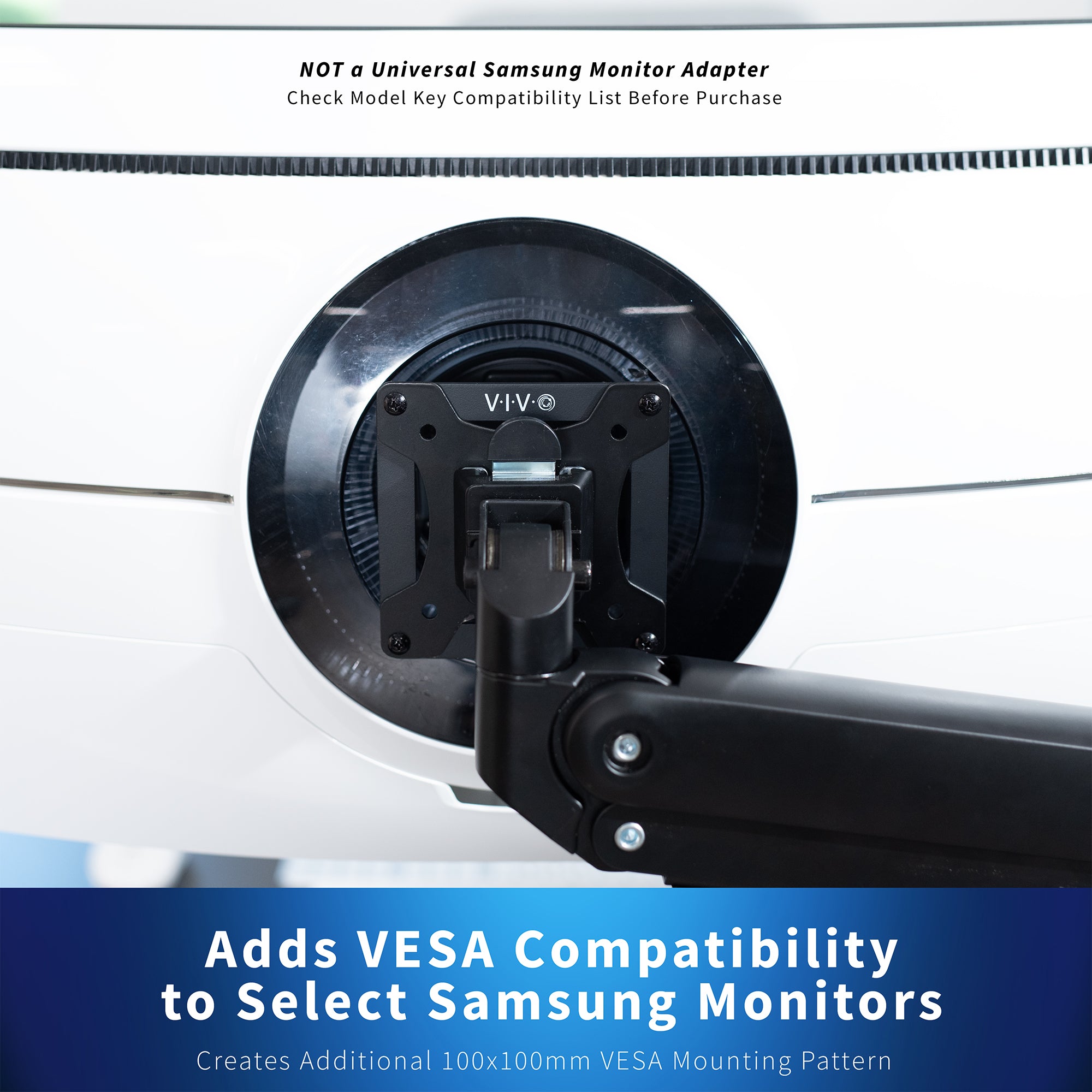 VESA Adapter Designed for Compatible Samsung Neo G9 and Odyssey G9 (models LS49AG952NNXZA, LC49G95TSSNXZA, LC49G97TSSNXDC, LS57CG952NNXZA), allowing your non VESA compatible monitor to be mounted to a stand of your choice