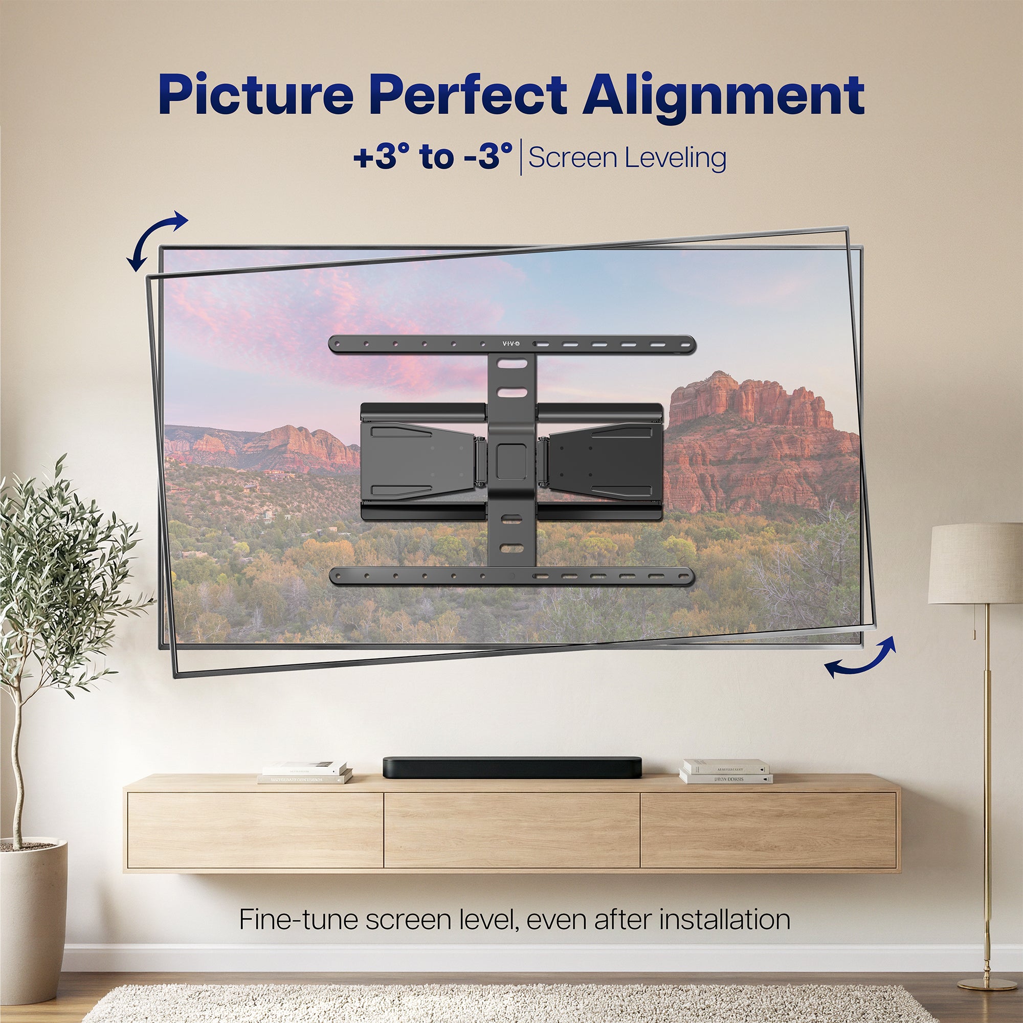 Low Profile Telescoping TV Wall Mount - Up to 90" Screens
