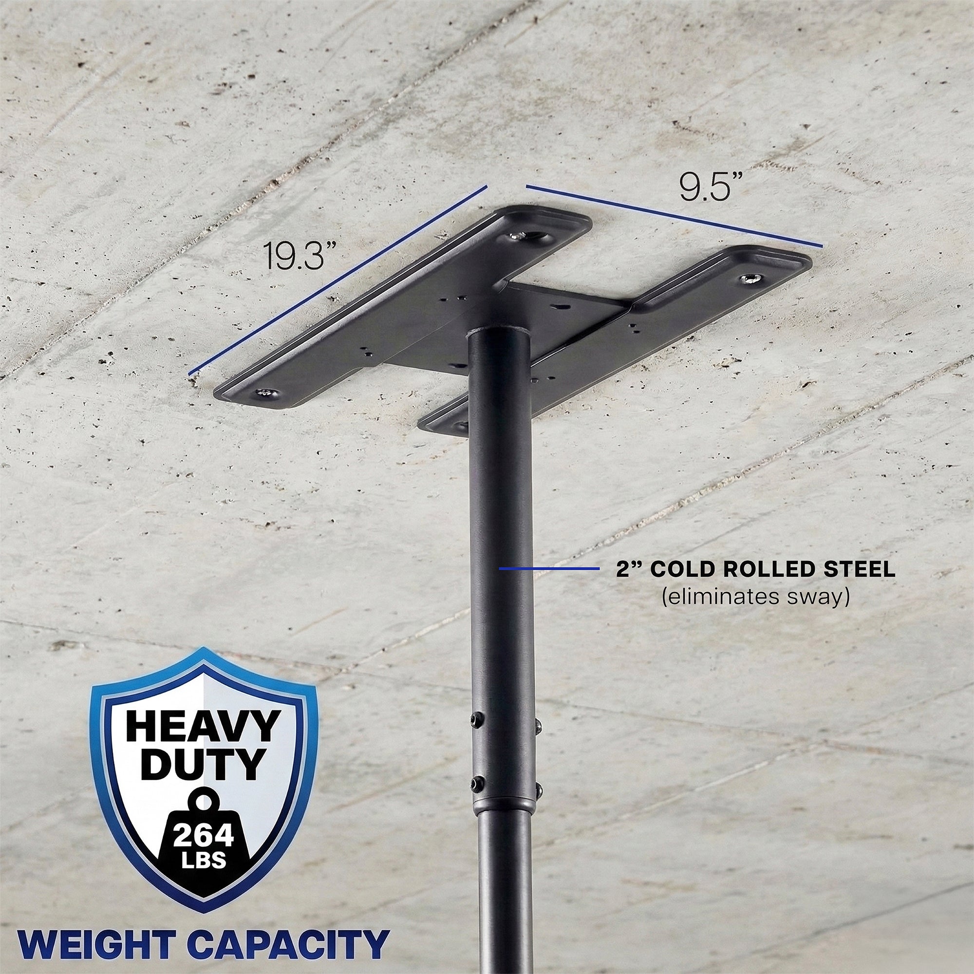 Heavy duty ceiling TV mount bracket that holds up to 264lbs
