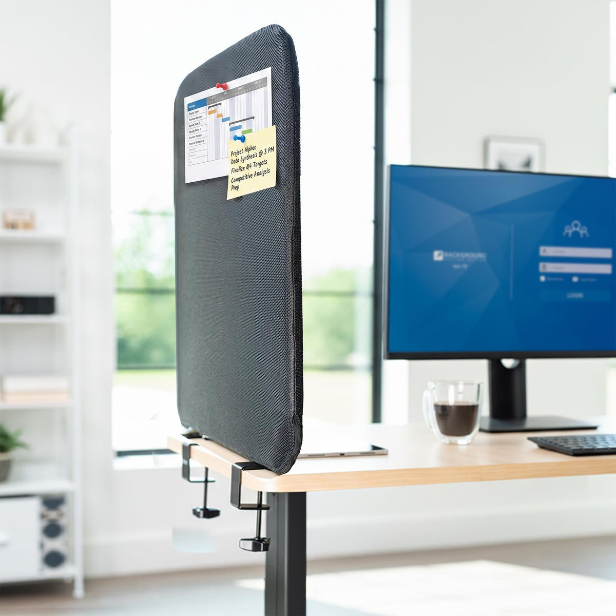 Clamp-On Stretched Fabric Desk Privacy Panel