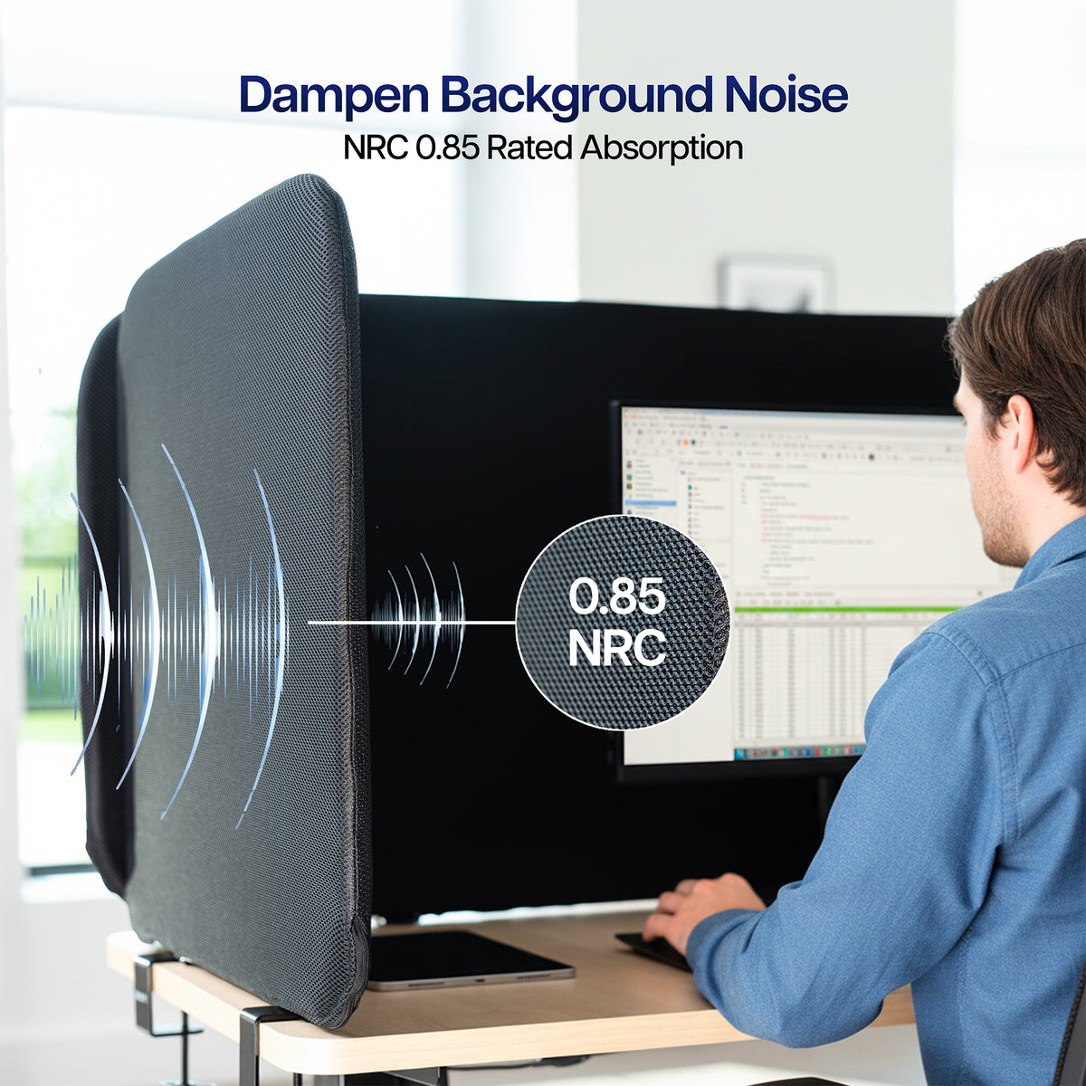 Clamp-On Stretched Fabric Desk Privacy Panel (x2)