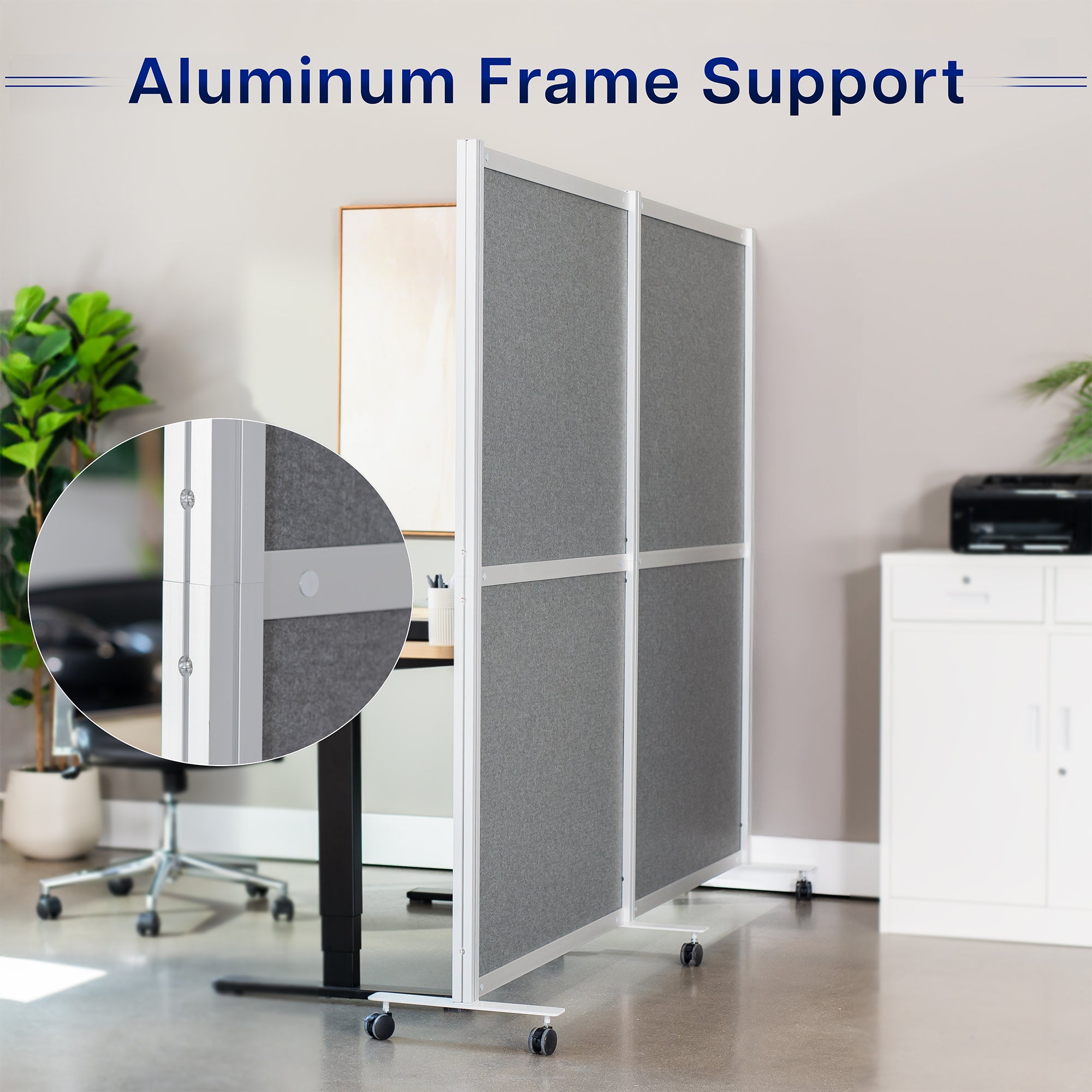 Mobile Modular Wall System Freestanding Room Dividers with aluminum frame support in an office setting