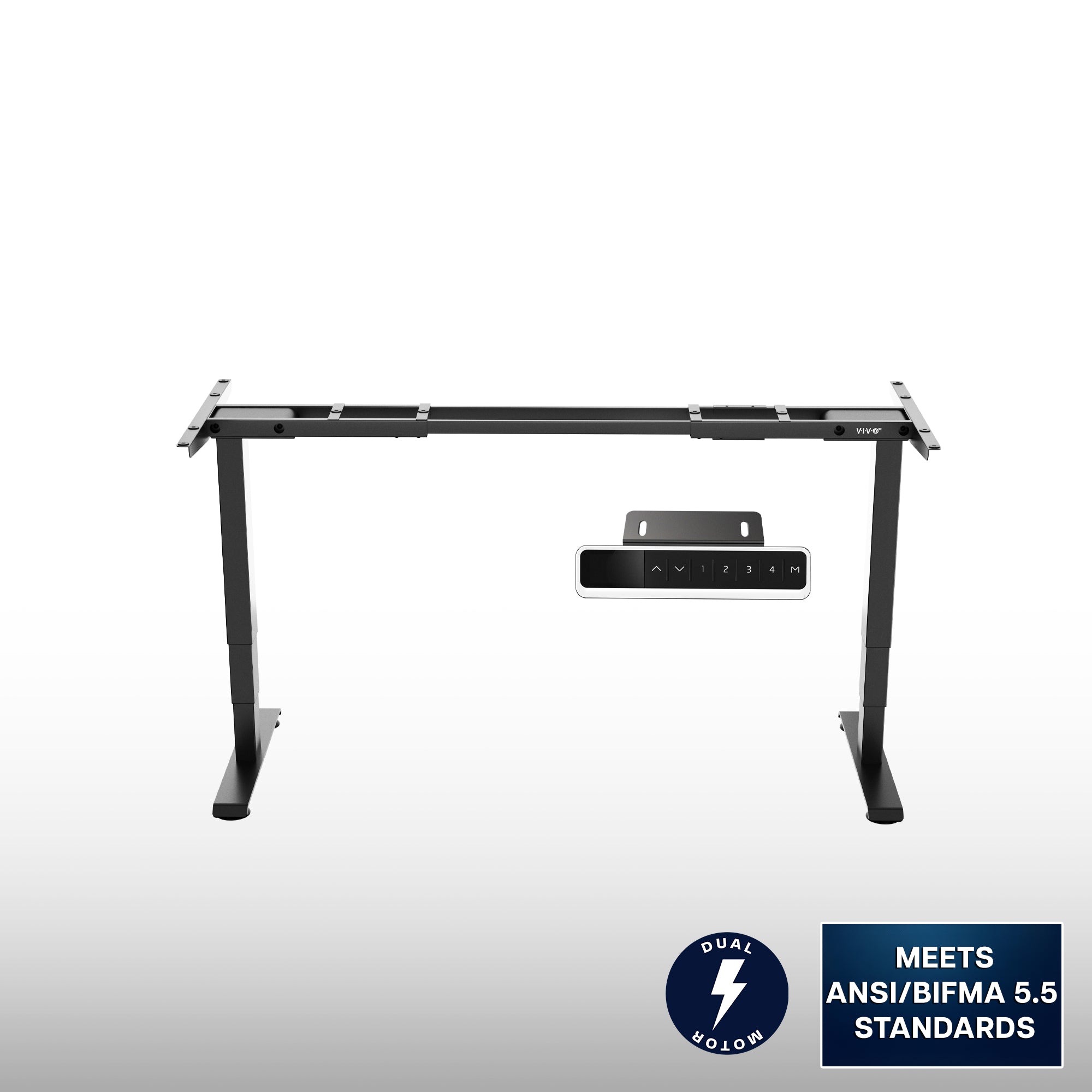 VIVO PRO Premium Electric Dual Motor Desk Frame with Memory Controller shown on a gray and white gradient background