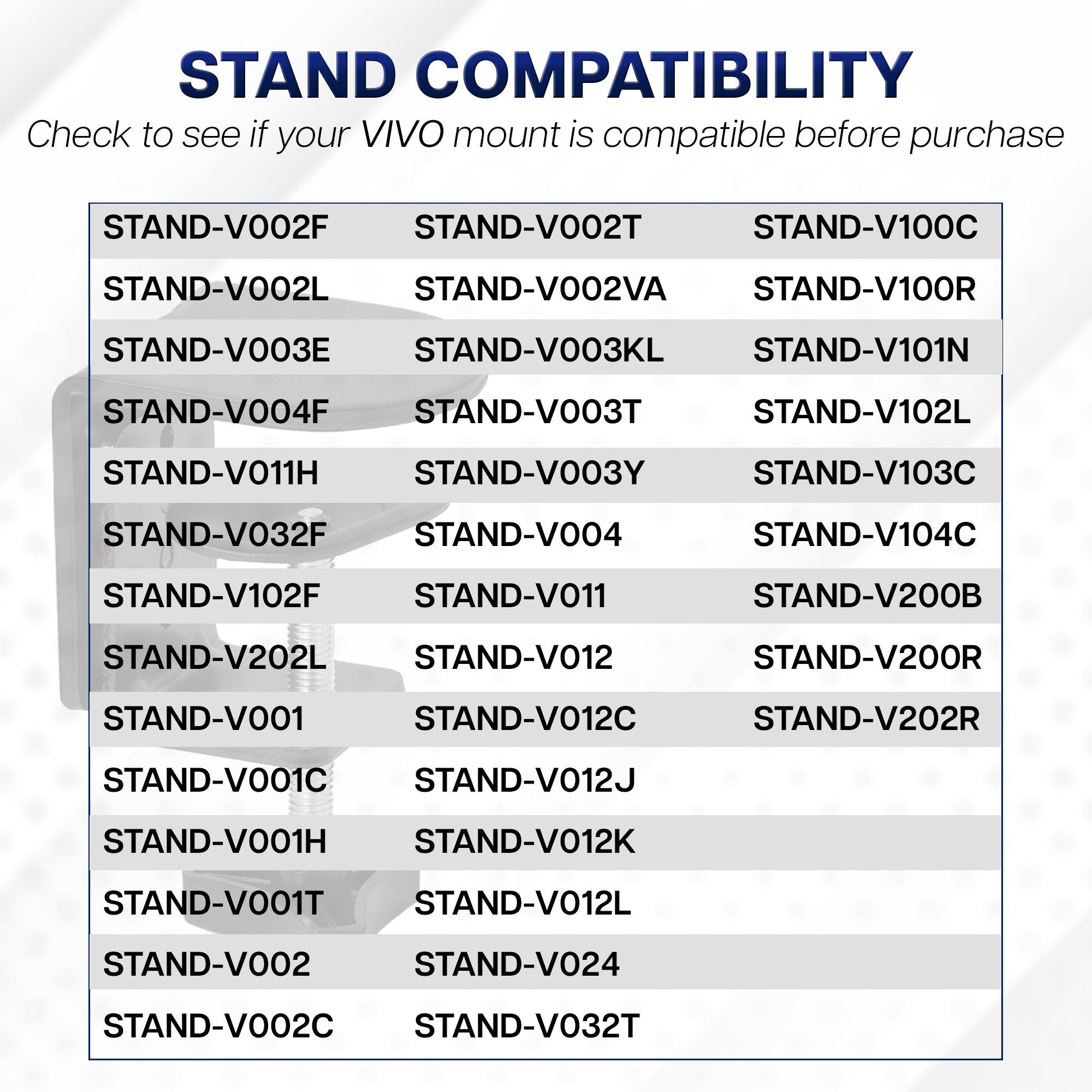 Compatible stands and mounts for spare part c-clamp