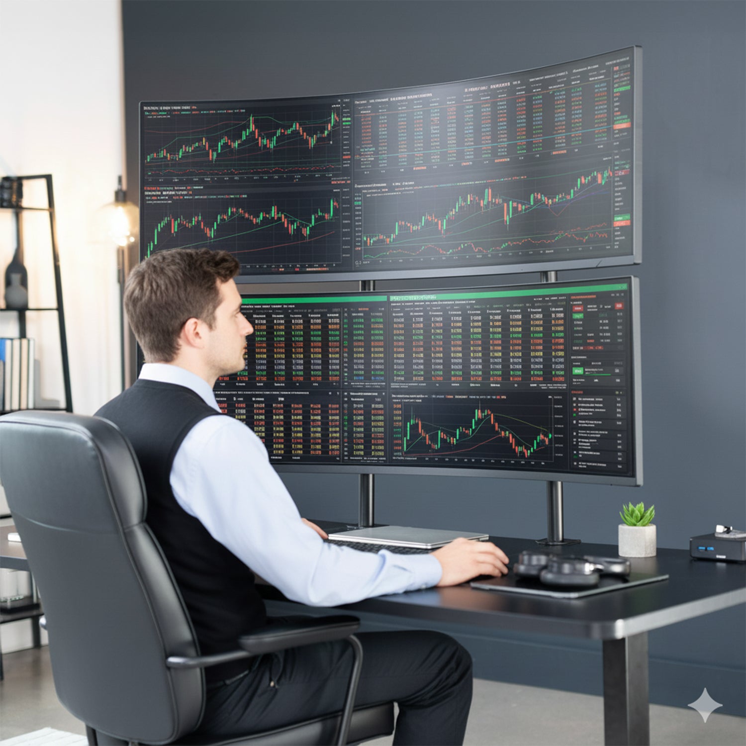 2-Pole Dual Ultrawide Vertical Monitor Desk Mount - Up to 57" Screens