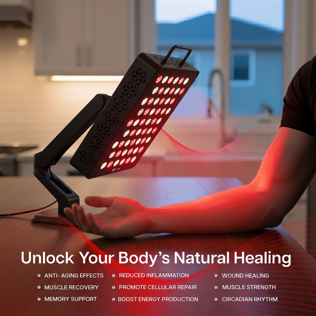 Pneumatic Arm Small Red Light Therapy Desk Stand