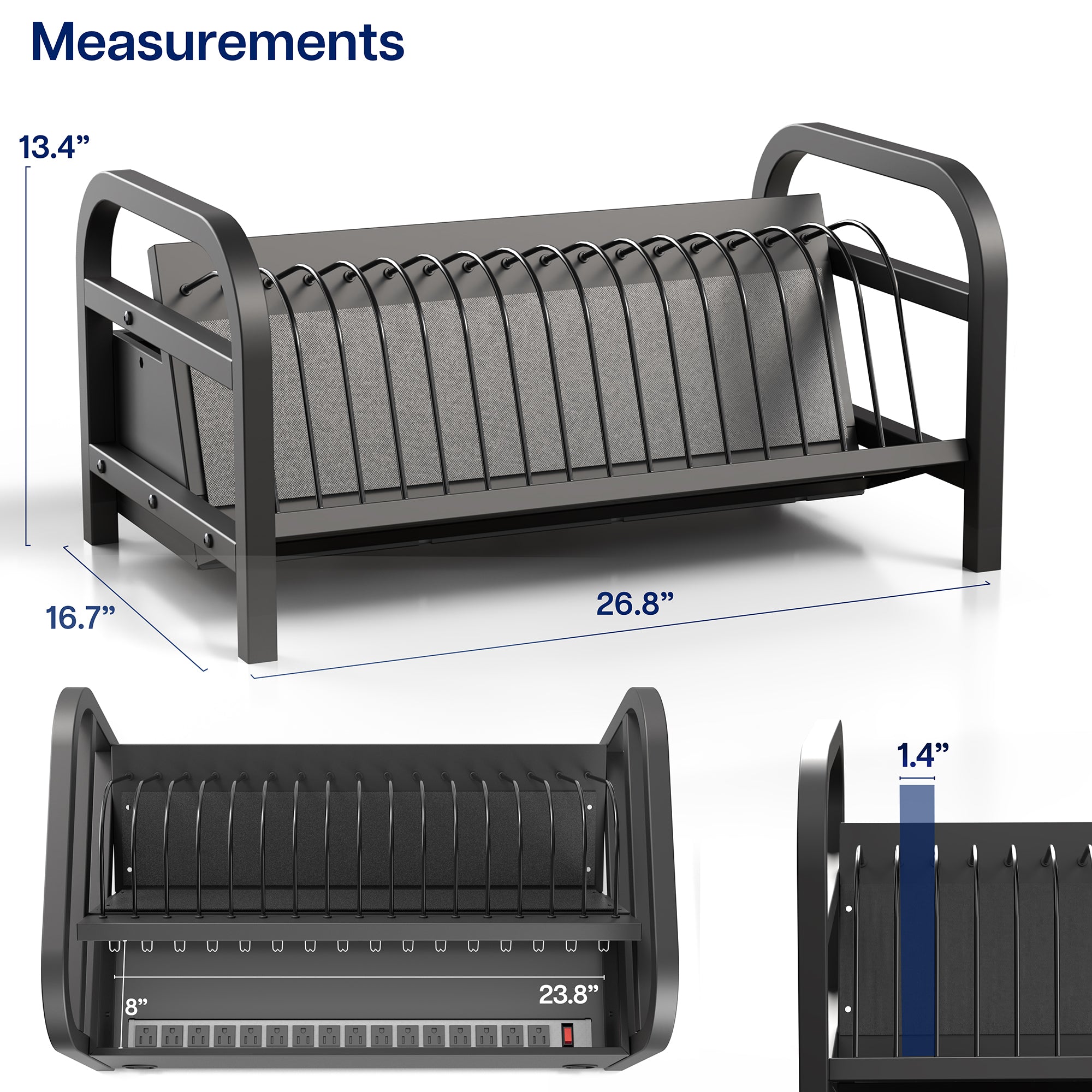 16-Device Open Charging Station with Locking Compartment