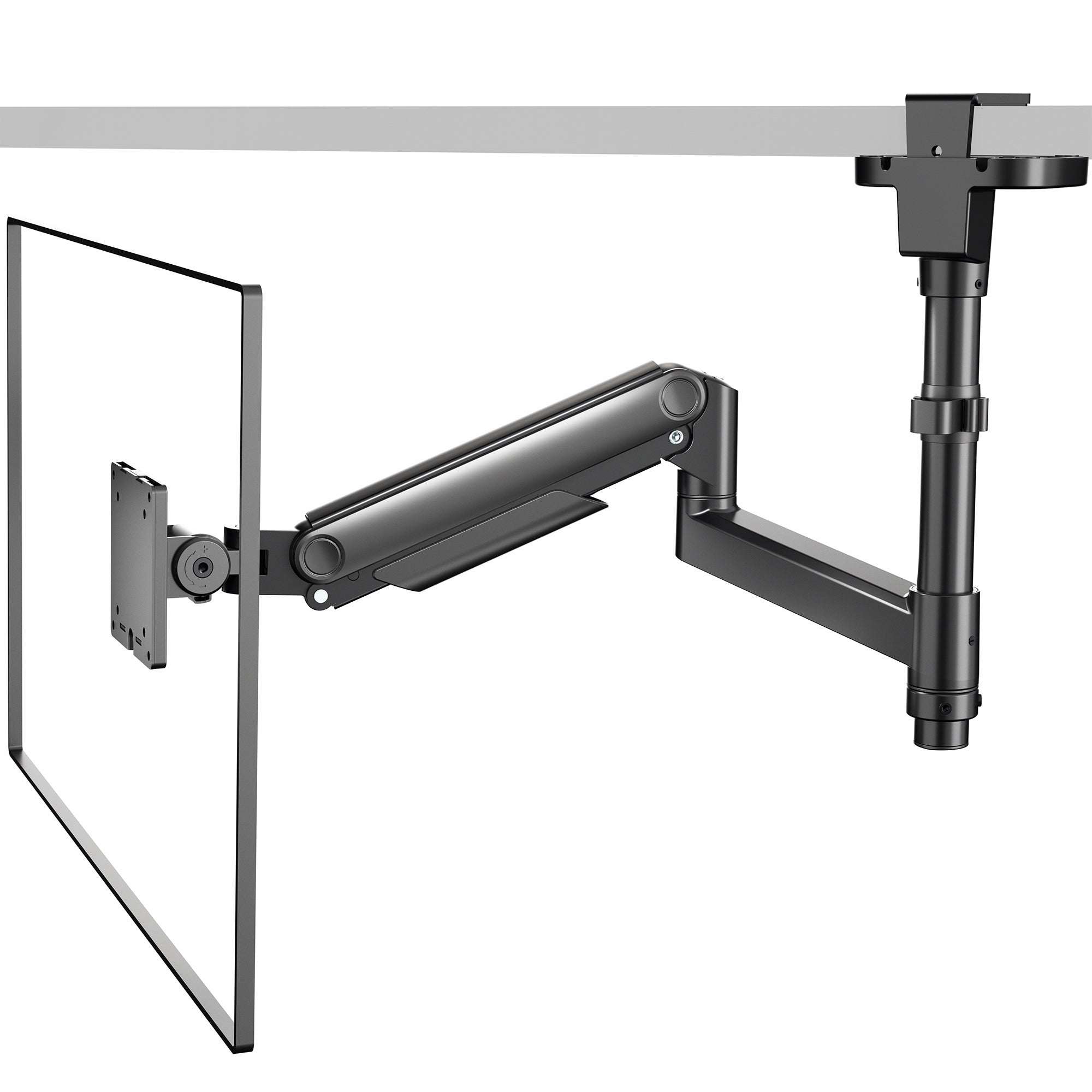 Pneumatic Arm Single Ultrawide Upside Down Monitor Mount - 17" to 32" Screens