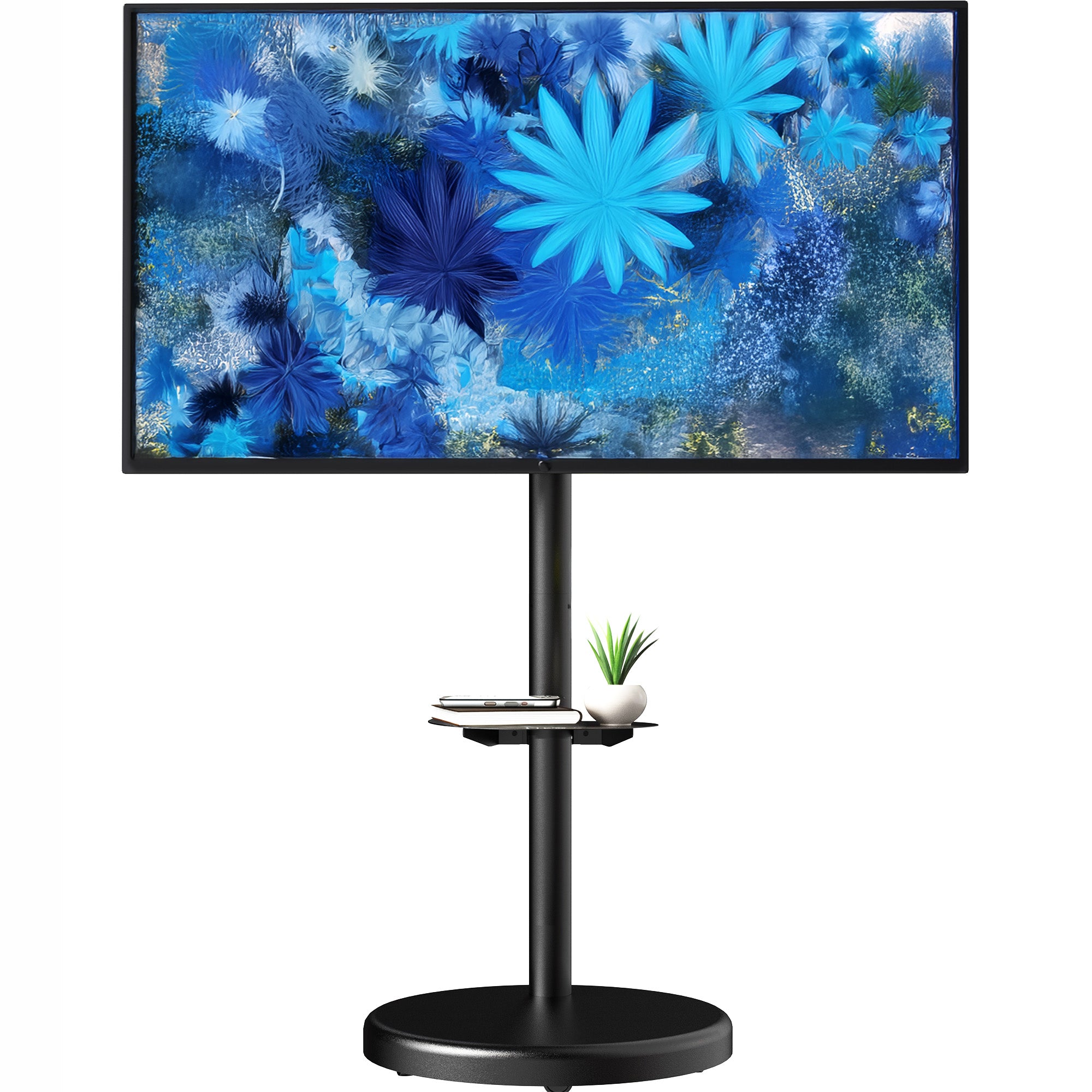 Mobile TV Floor Stand with Shelf - 32" to 86" Screens