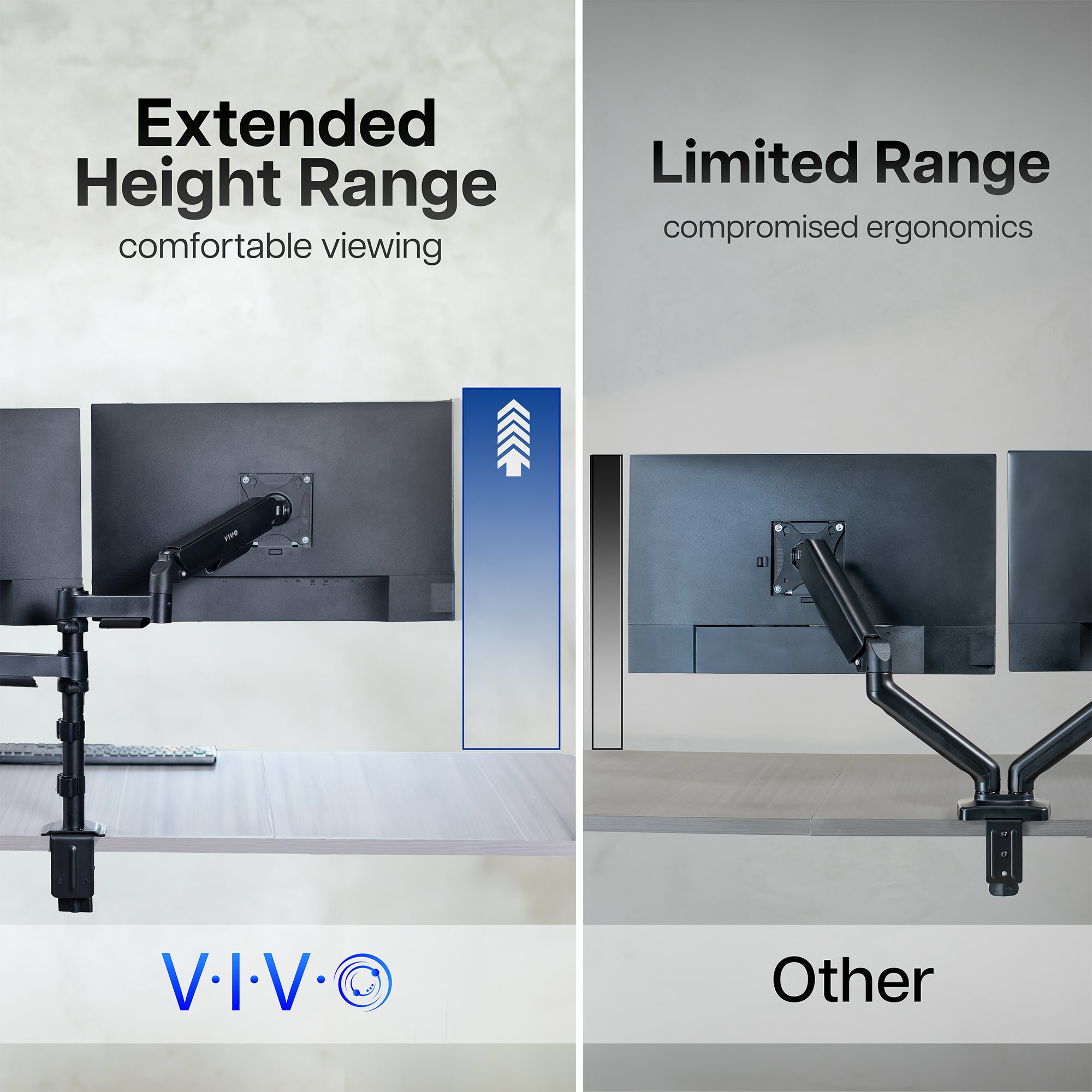 Sturdy adjustable mechanic arm dual monitor ergonomic desk stand for office workstation.
