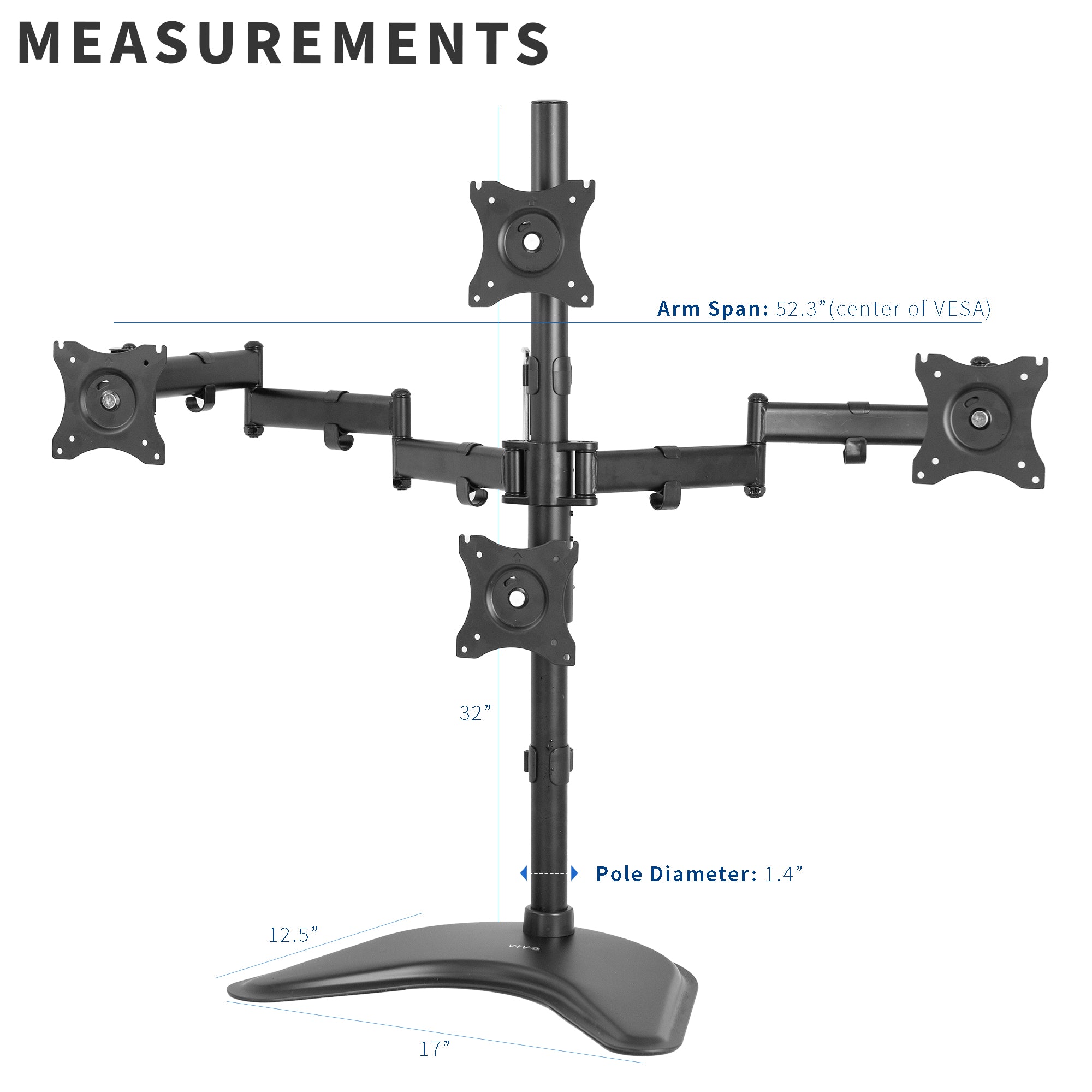 Quad Monitor Desk Stand