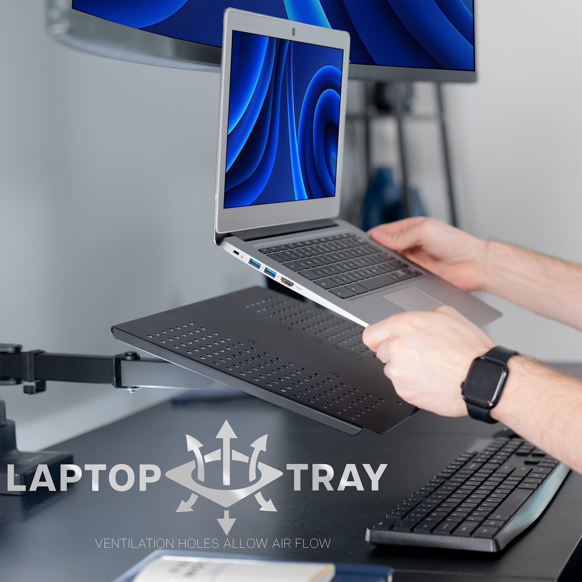 Ultrawide Monitor and Laptop Extra Tall Vertical Desk Mount - Up to 49" Screens, 17" Laptops