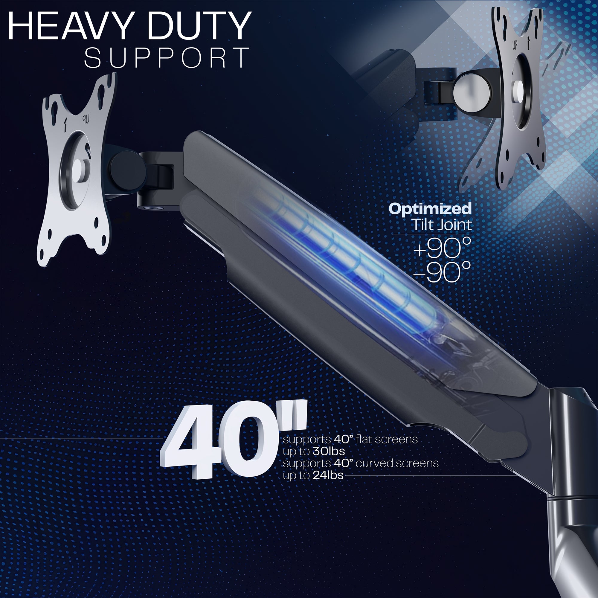 Single ultrawide monitor desk mount arm with a black finish