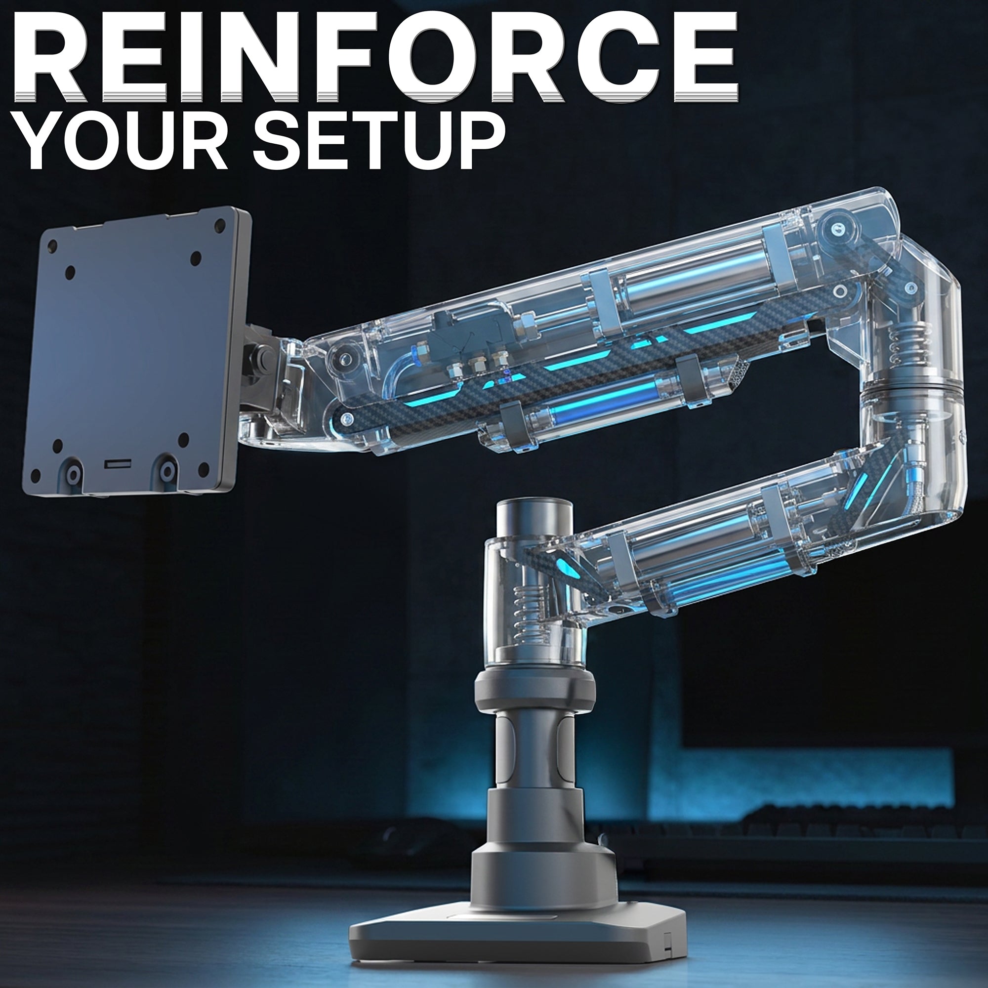 Pneumatic Arm Single Ultrawide Monitor Desk Mount - Up to 57" Screens