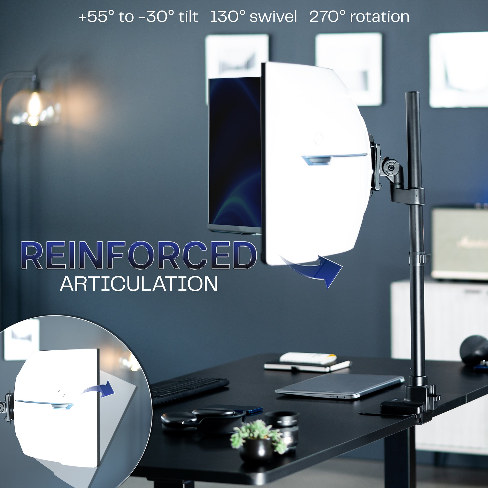 Reinforced articulation for ultrawide monitor stand