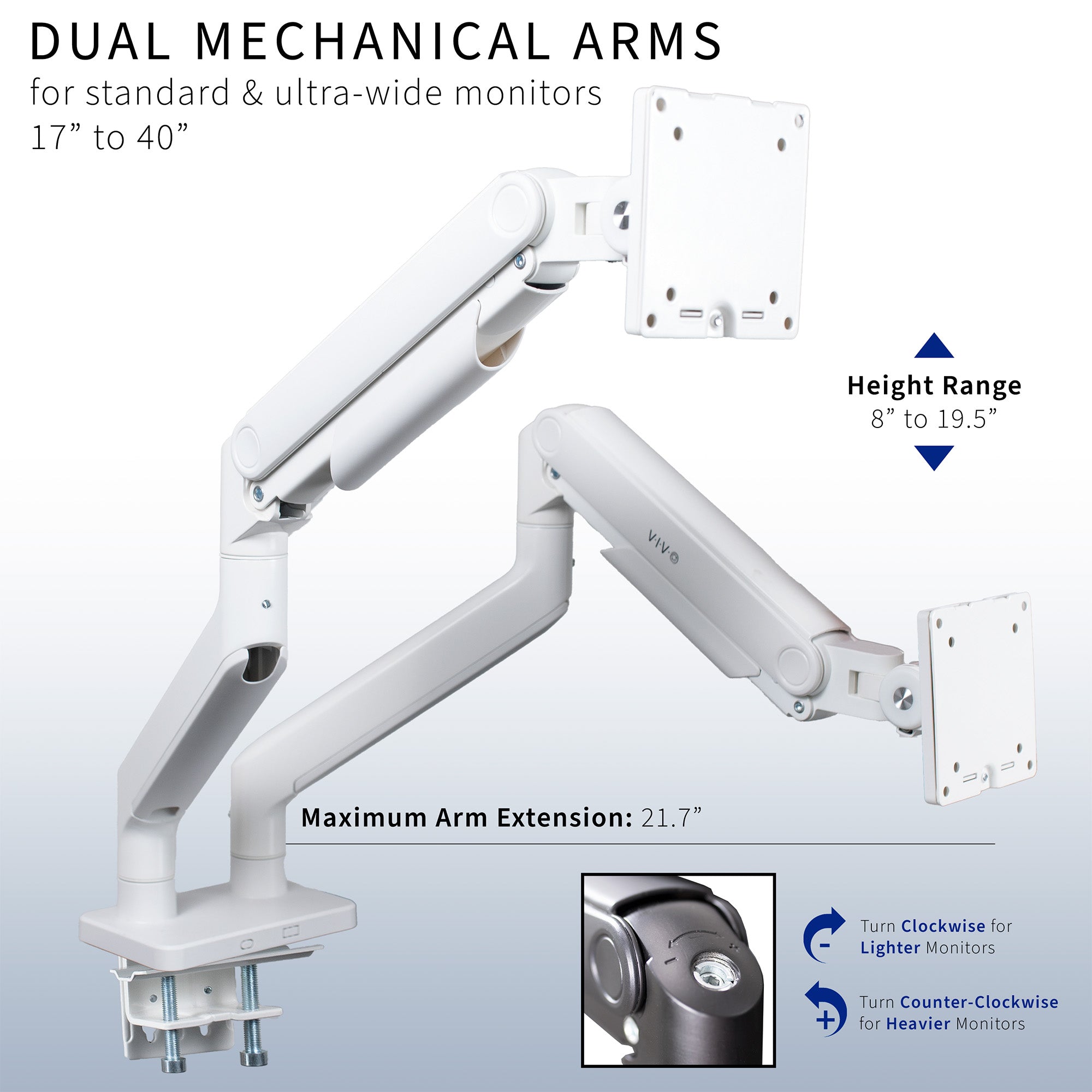 Mechanical Arm Height Adjustable Dual Ultrawide Monitor Desk Mount