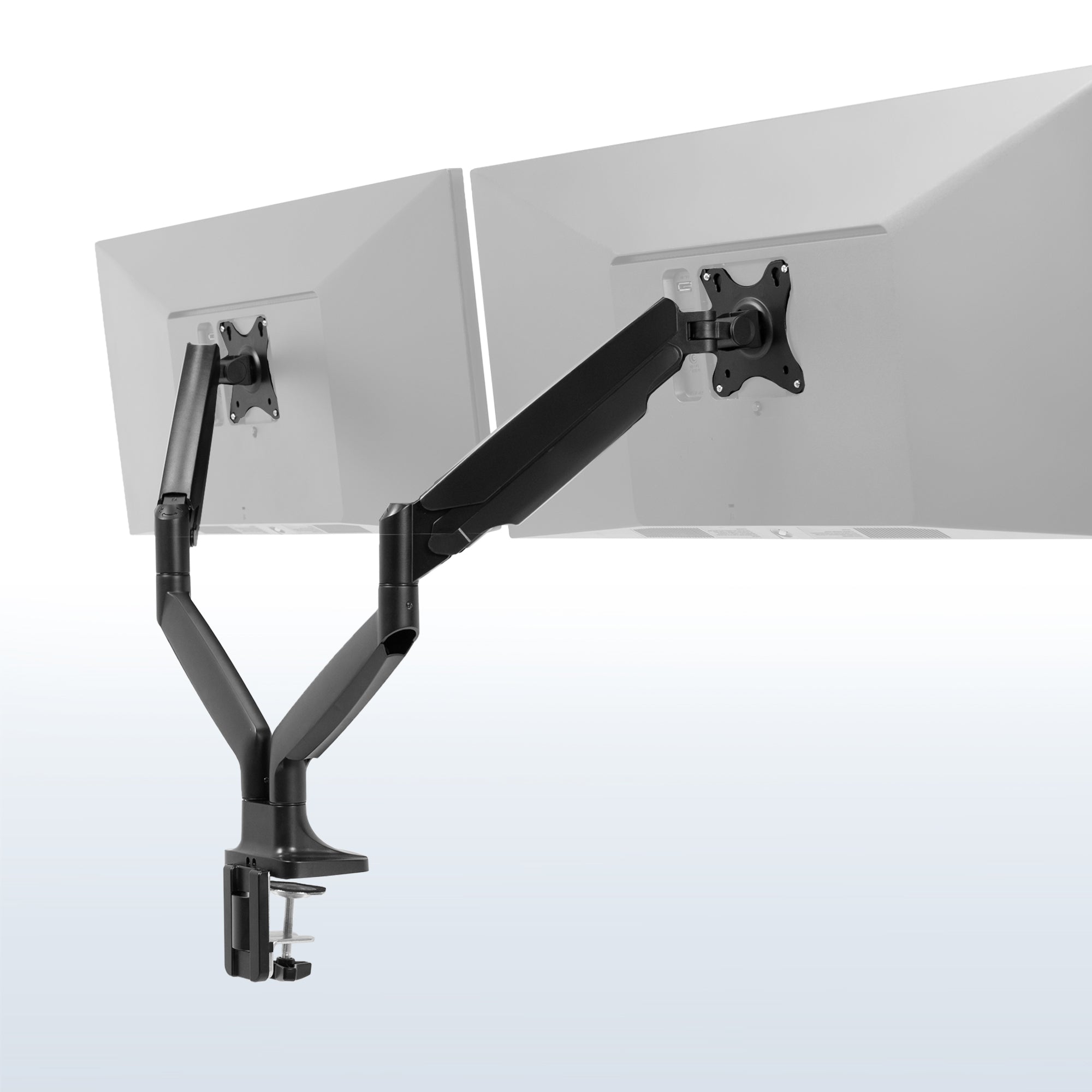 VIVO Premium Aluminum Heavy Duty Dual Monitor Mount holds two 17” to 40” monitors weighing 2.2 lbs to 24 lbs each, including ultra-wide screens.