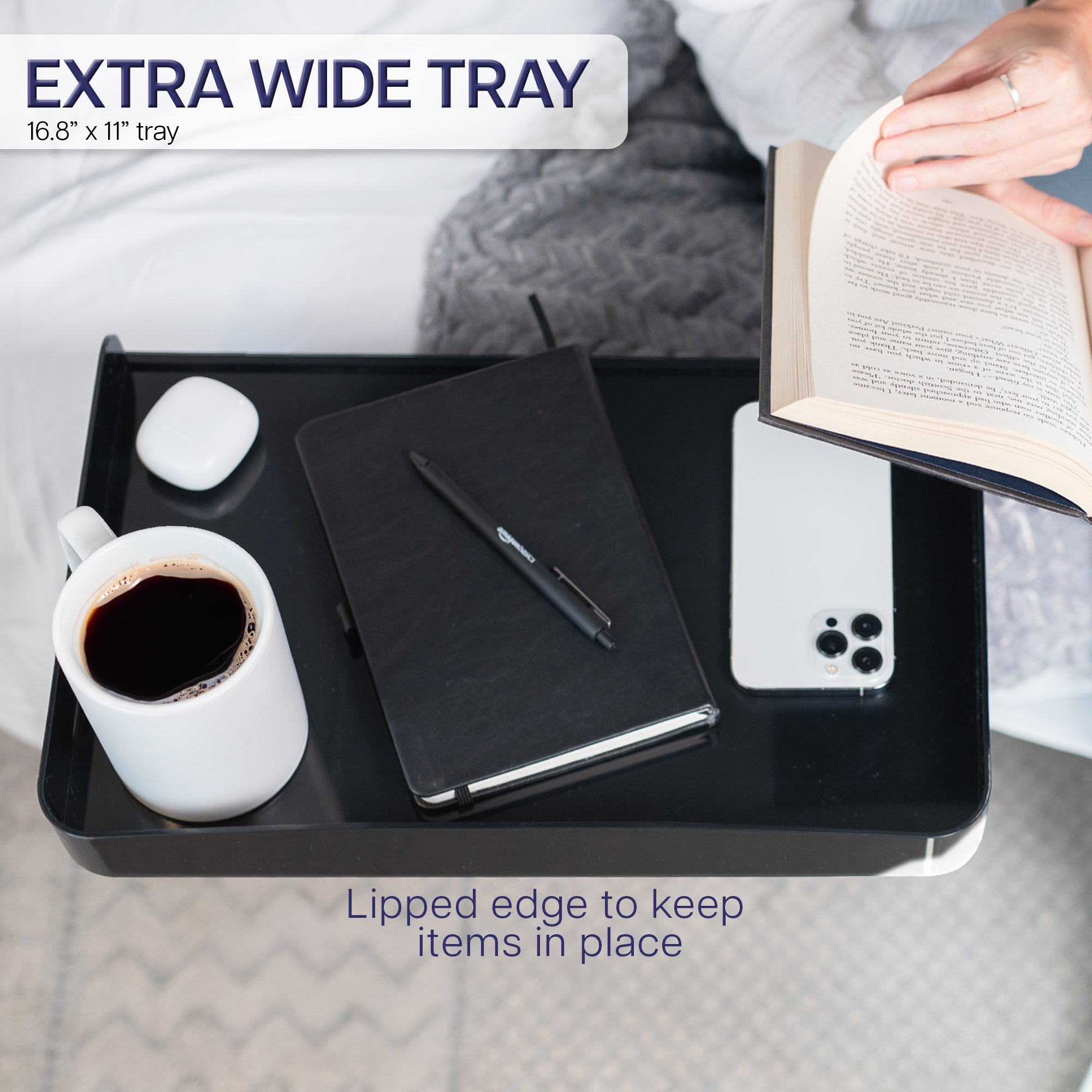 Sturdy under mattress bedside shelf nightstand tray for storage and organizing.