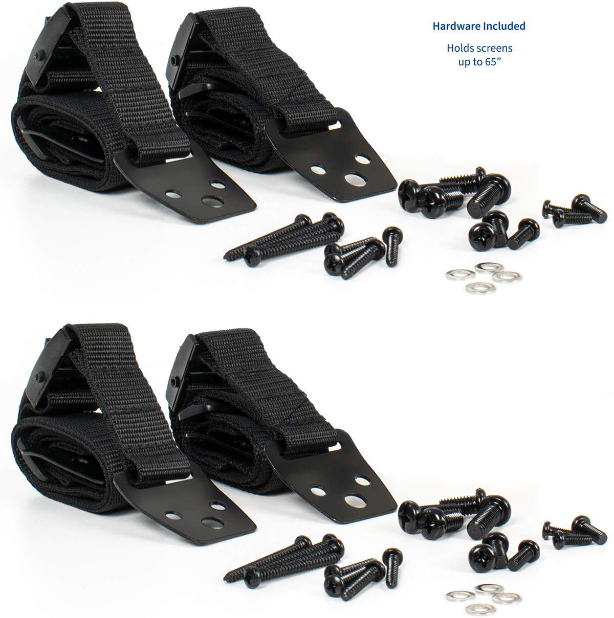 Heavy-duty strap cable management for extra secure TV mounting.