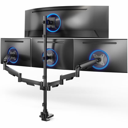 Quad Monitor Desk Stand (2 Mechanical Arms + 2 Fixed) - 17” to 49" Screens