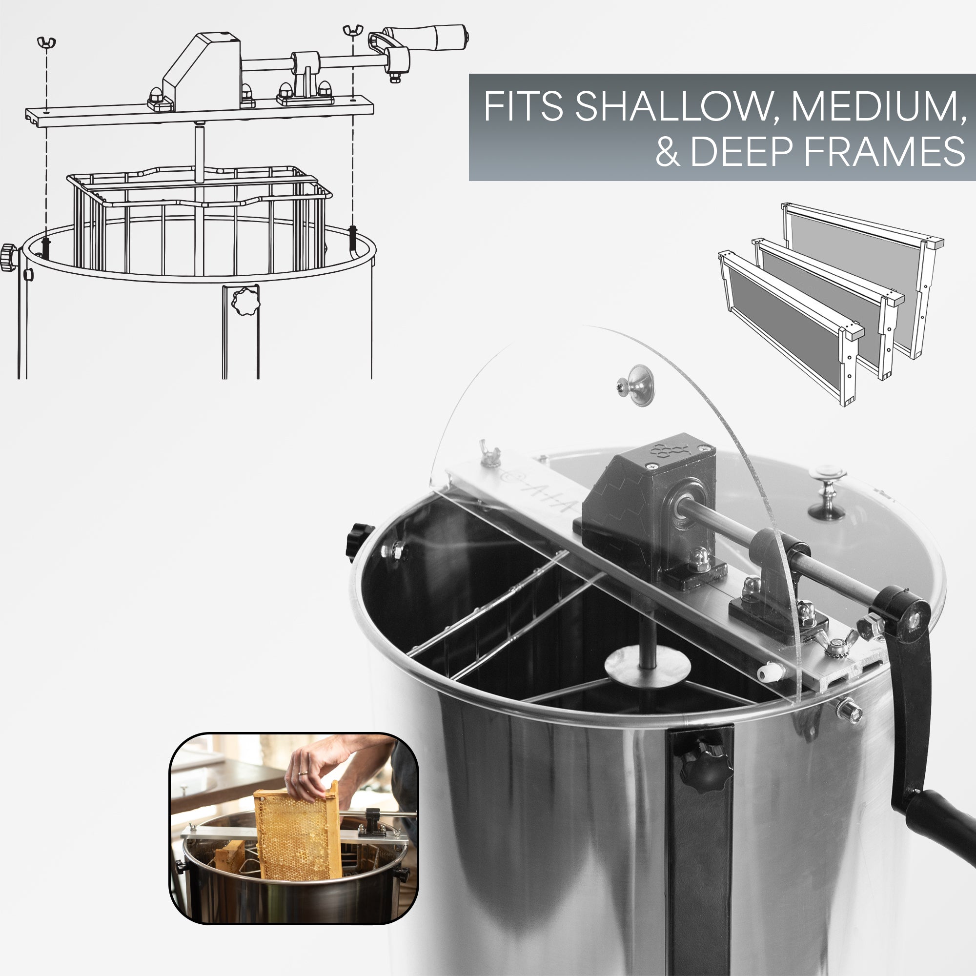 Two Frame Stainless Steel Honey Extractor