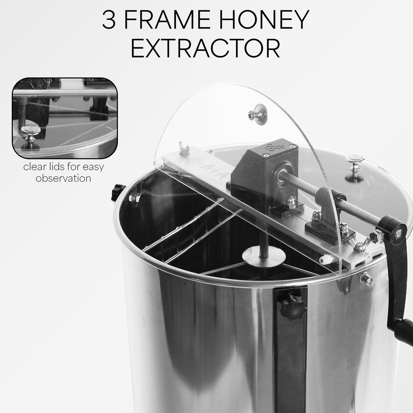 Three Frame Stainless Steel Honey Extractor