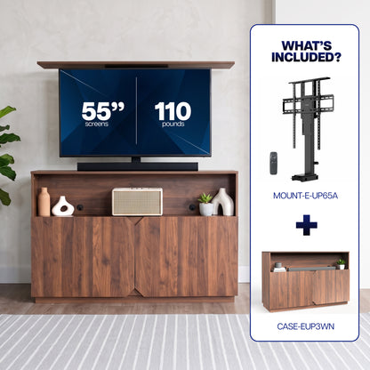 TV Lift Cabinet with Motorized Stand  and Storage - 32" to 55" Screens