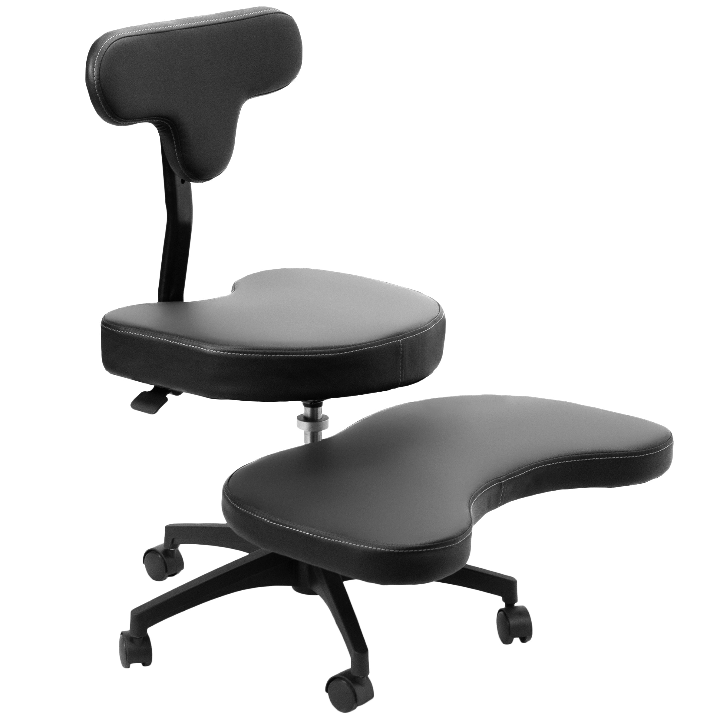 Fully adjustable cross legged desk chair with wheels for better posture and increased productivity.