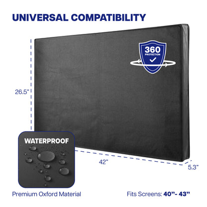Black screen protector with 360 Protection logo, dimensions, and waterproof feature on a white background