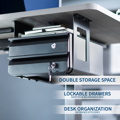 Secure Under Desk Pull-Out Locking Drawer with Keys